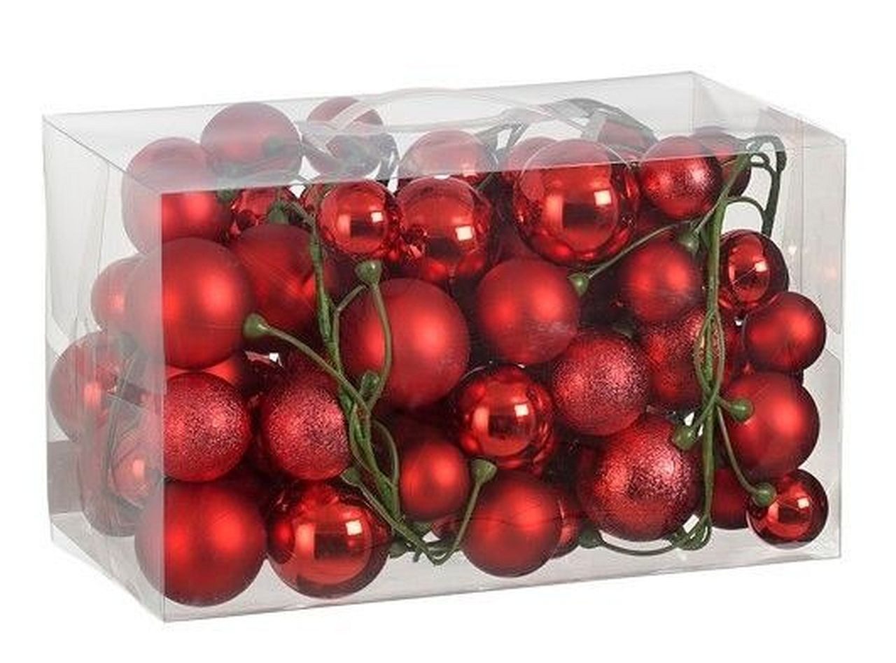 edelman Weihnachtsbaumkugel Weihnachtskugel-Girlande 180 cm – 80 Kugeln Rot oderChampagnerfarben, aus 50% recyceltem Kunststoff