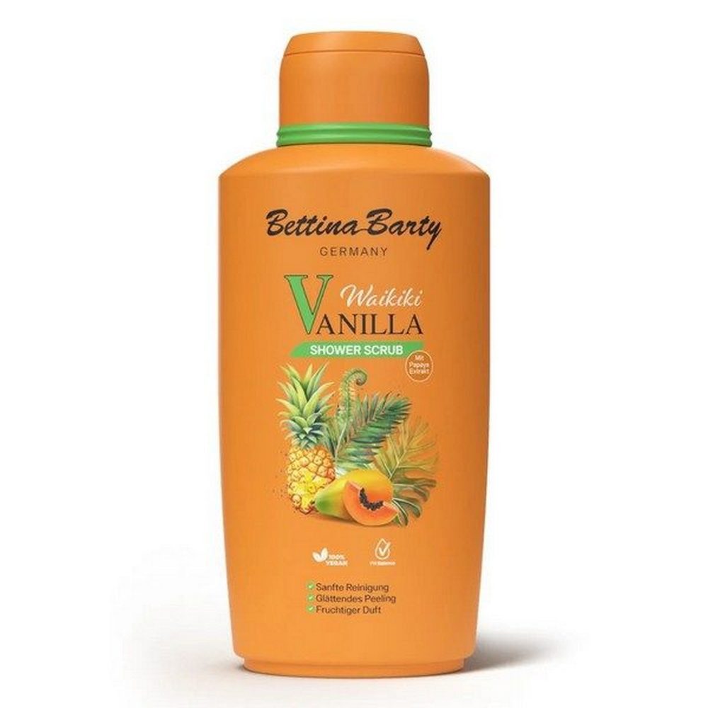 Bettina Barty Körperpeeling Waikiki Vanilla Shower Scrub 500 ml, entfernt abgestorbene Hautschuppen, 100% vegan, ohne Tierversuche