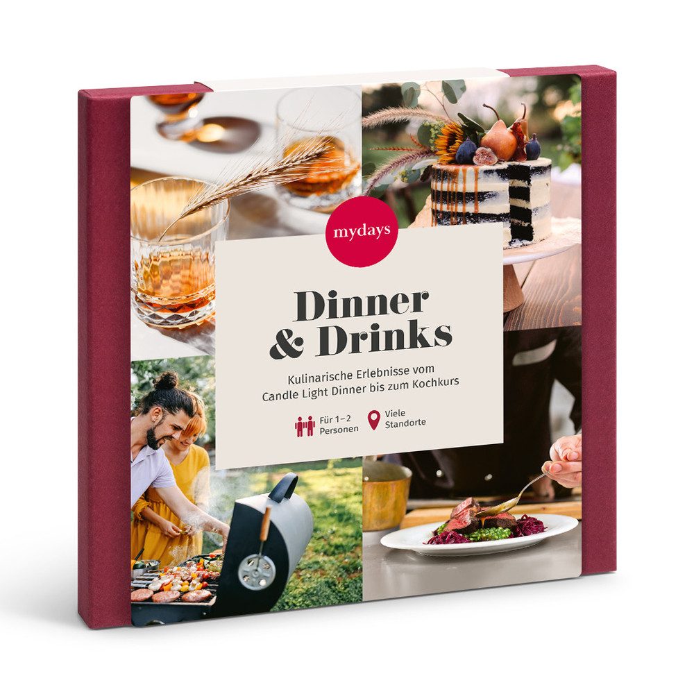 mydays Erlebnisgutschein Geschenkbox Dinner & Drinks, Dinner & Drinks – Genussvolle Gemeinsamzeit verschenken