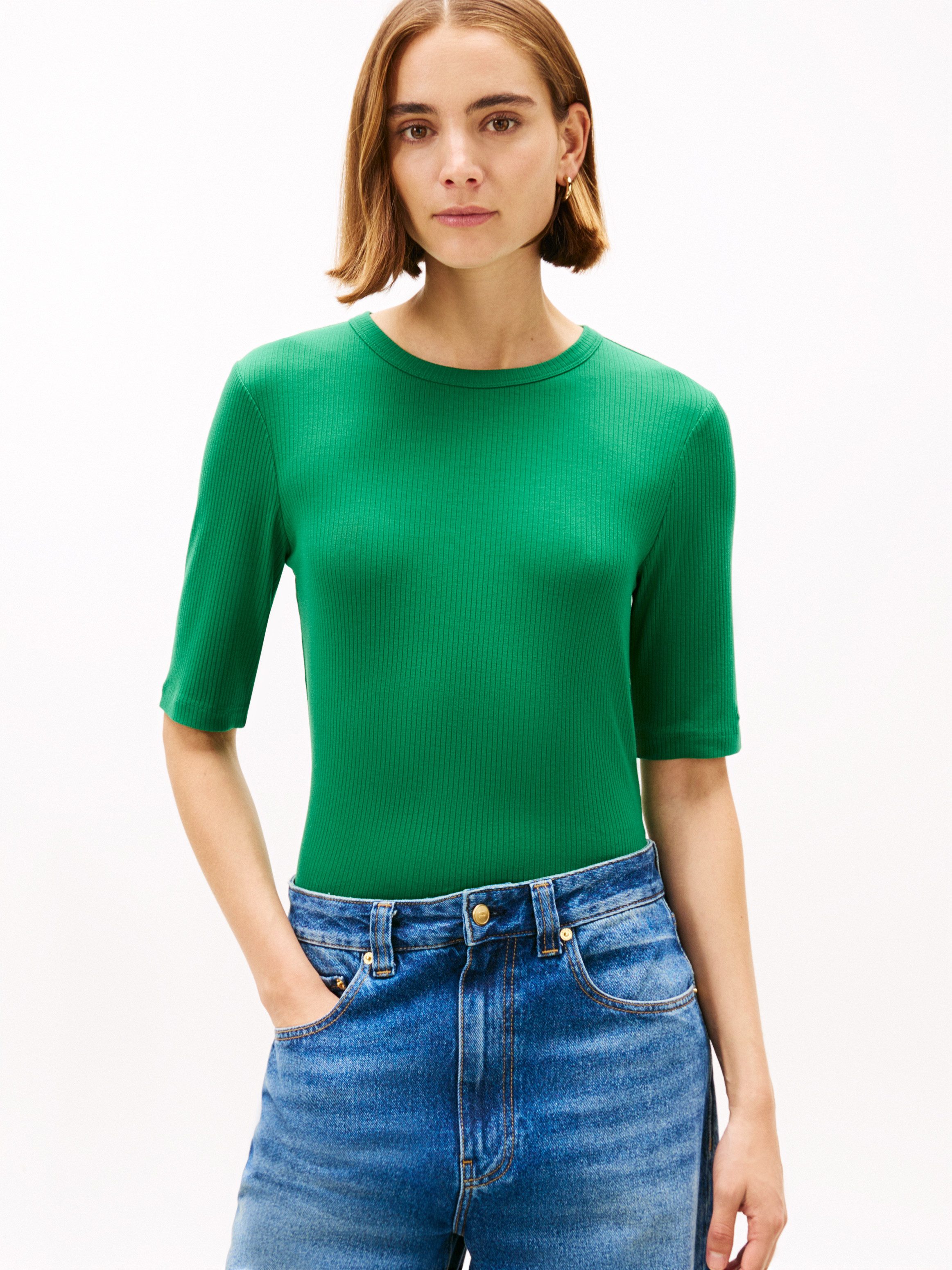 Tommy Hilfiger Kurzarmshirt SLIM 5X2 RIB C-NK 1/2 SLV mit Rundhals und Ripp günstig online kaufen