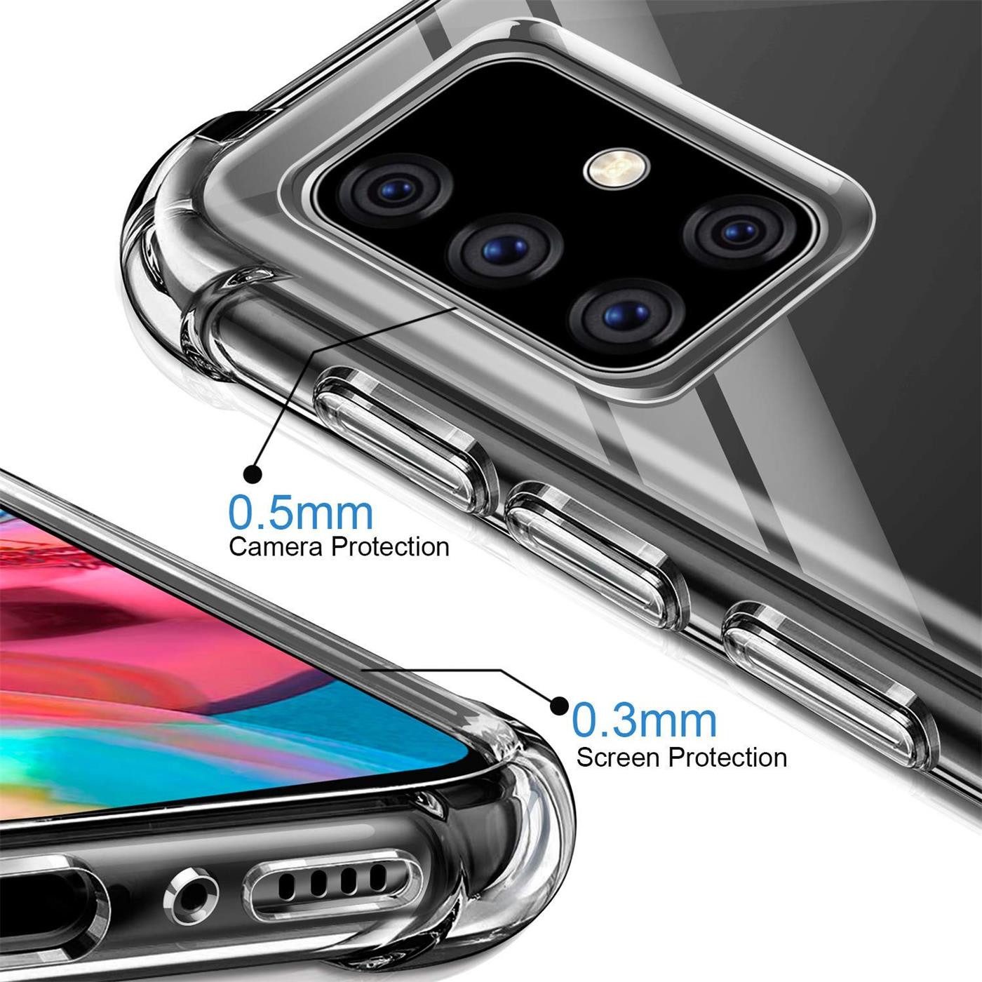CoolGadget Handyhülle Transparent als 2in1 Schutz Cover Set für das Samsung Galaxy A51 6,5 Zoll, 2x 9H Glas Display Schutz Folie + 1x TPU Case Hülle für Galaxy A51