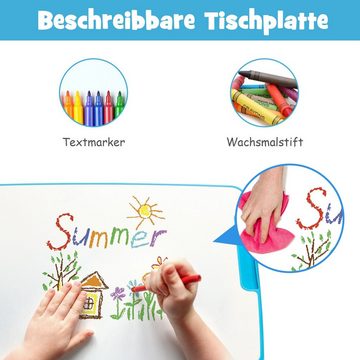 COSTWAY Kinderschreibtisch, mit Stuhl, neigbare Tischplatte, höhenverstellbar