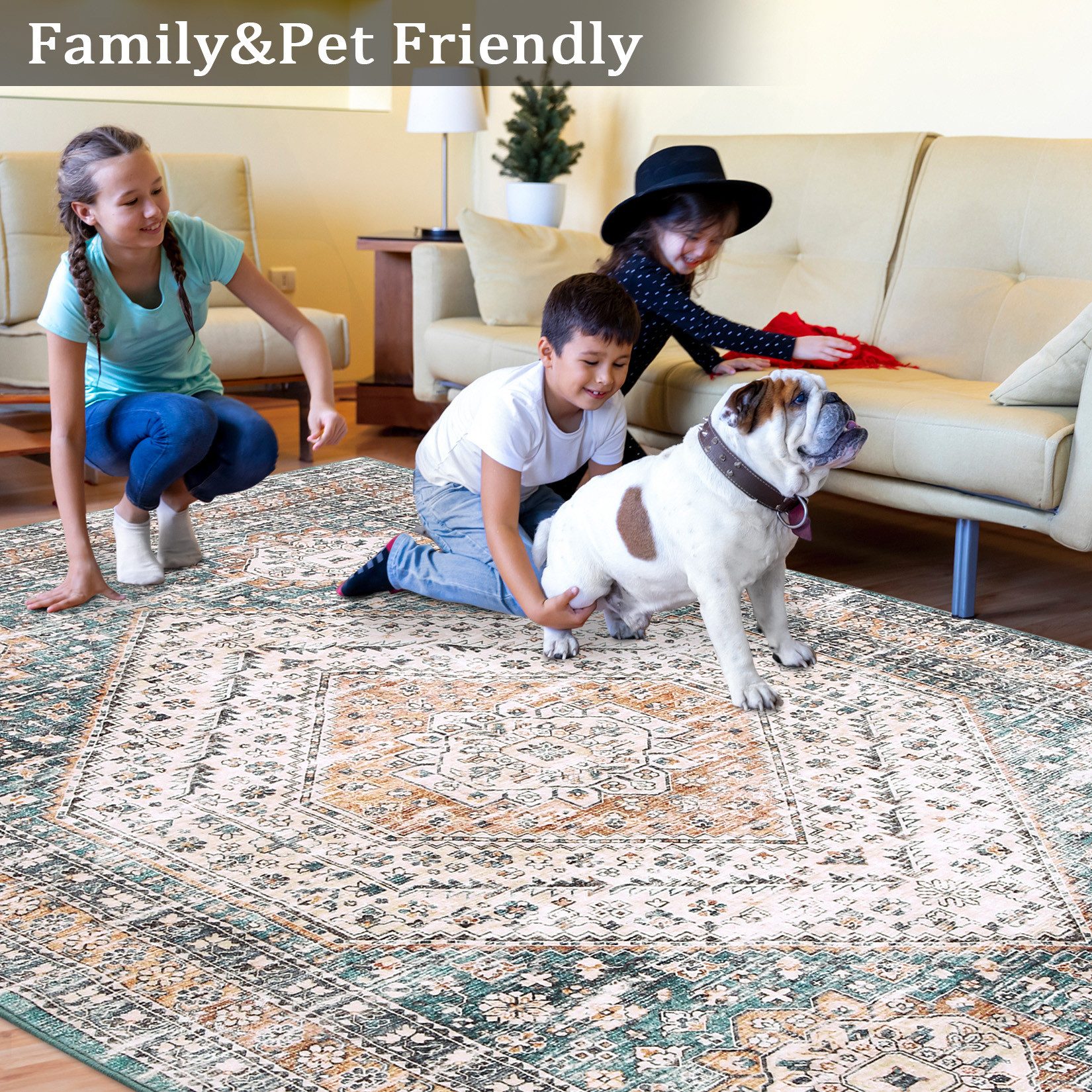 GarveeMore Teppich Waschbarer Vintage-Bohème-Teppich in Kaschmir-Nachbildun günstig online kaufen