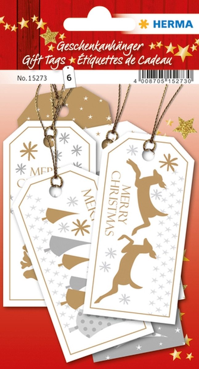 HERMA Motivpapier Geschenkanhänger Weihnachten Merry Christmas 8x4cm VE=6 Stück