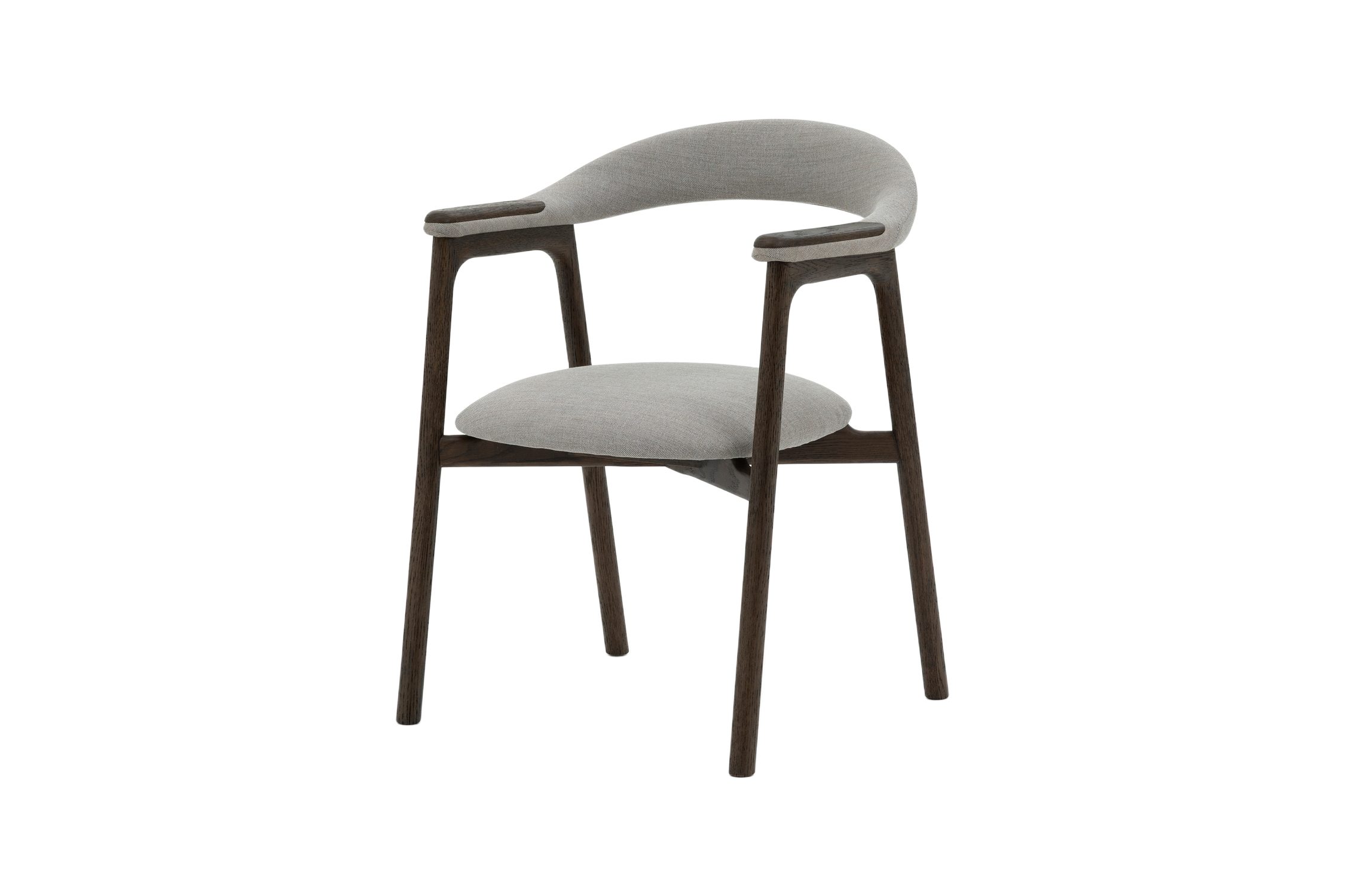 Woodek Design Esszimmerstuhl FRANZ aus massiver Eiche, Espresso-Finish, mit grauem Vico-Stoff (mit geschwungener Form, 1 St), Höhe 81 cm, Breite 53 cm, Tiefe 62 cm