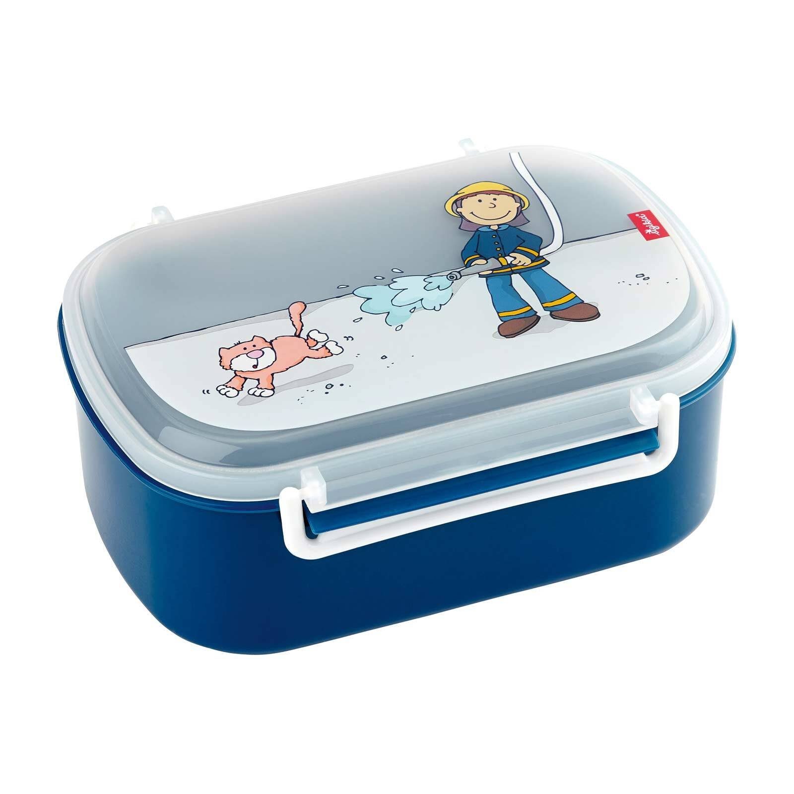 Sigikid Lunchbox Lunchbox 17 x 11 x 7 cm, Polypropylen, (1-tlg), Spülmaschinengeeignet, Motiv-Deckel mit der Hand spülen Frido Firefighter, blau