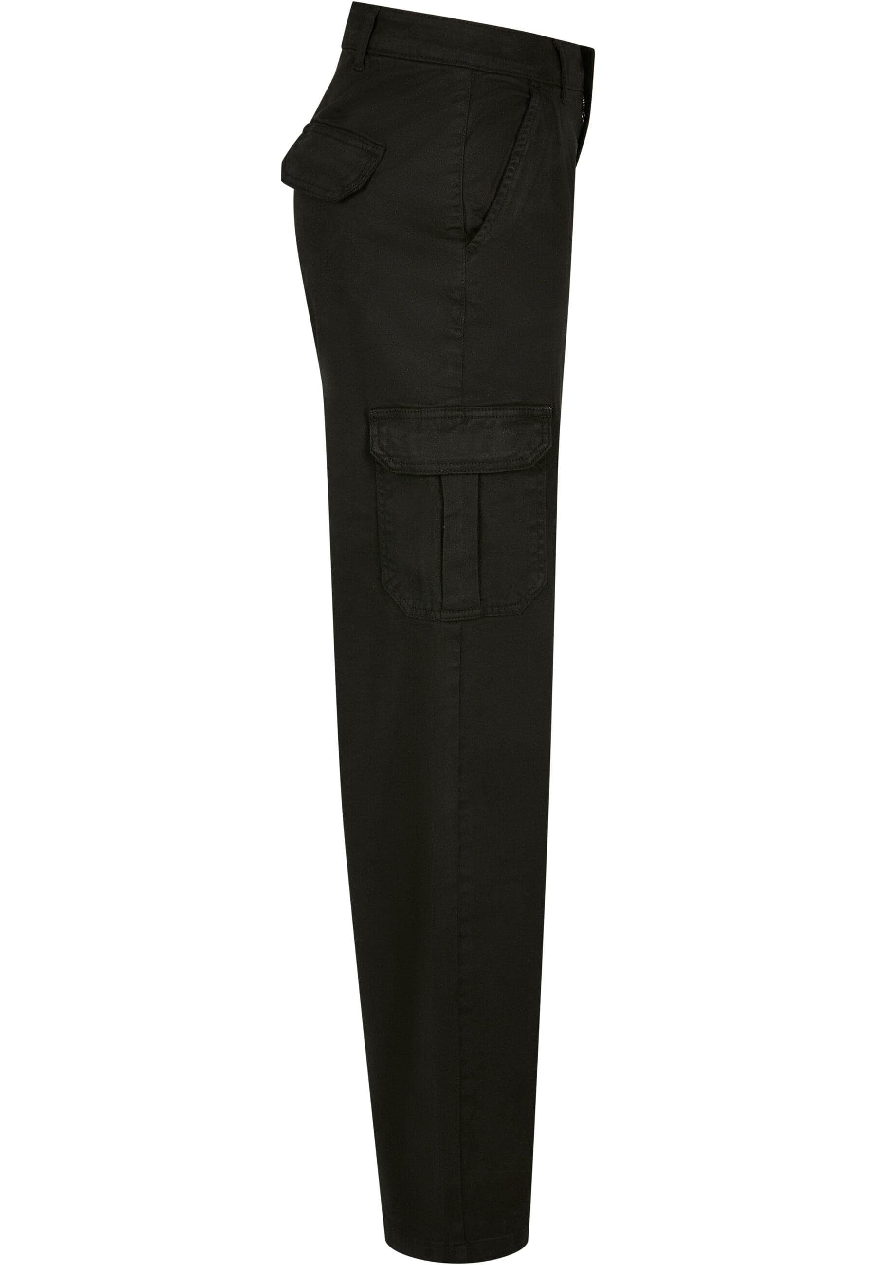 URBAN CLASSICS Cargo Ladies Waist Straight (1-tlg) Stoffhose black High Pants Damen
