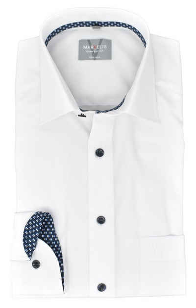 MARVELIS Businesshemd Businesshemd - Comfort Fit - Langarm - Einfarbig - Weiß