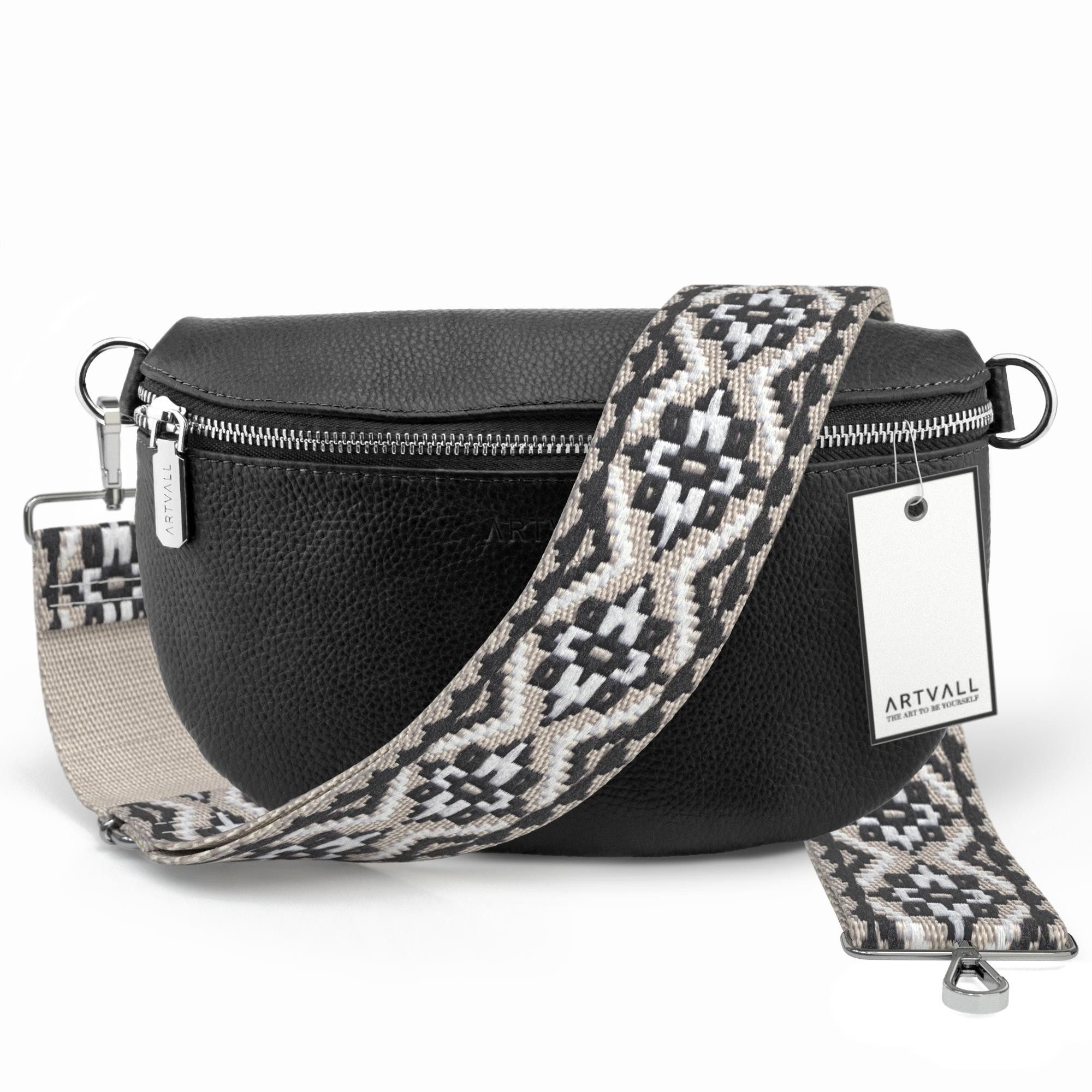 Umhängetasche Echtleder Handtasche Damen Brusttasche Schwarz