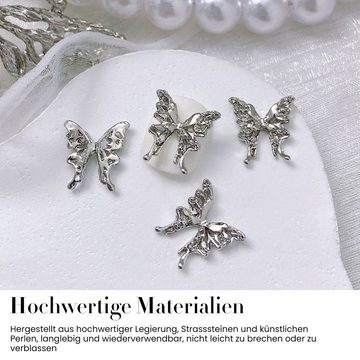 MAGICSHE Nageldesign Zubehör 40 Stück 3D Nägel Legierung Schmetterling Aufkleber