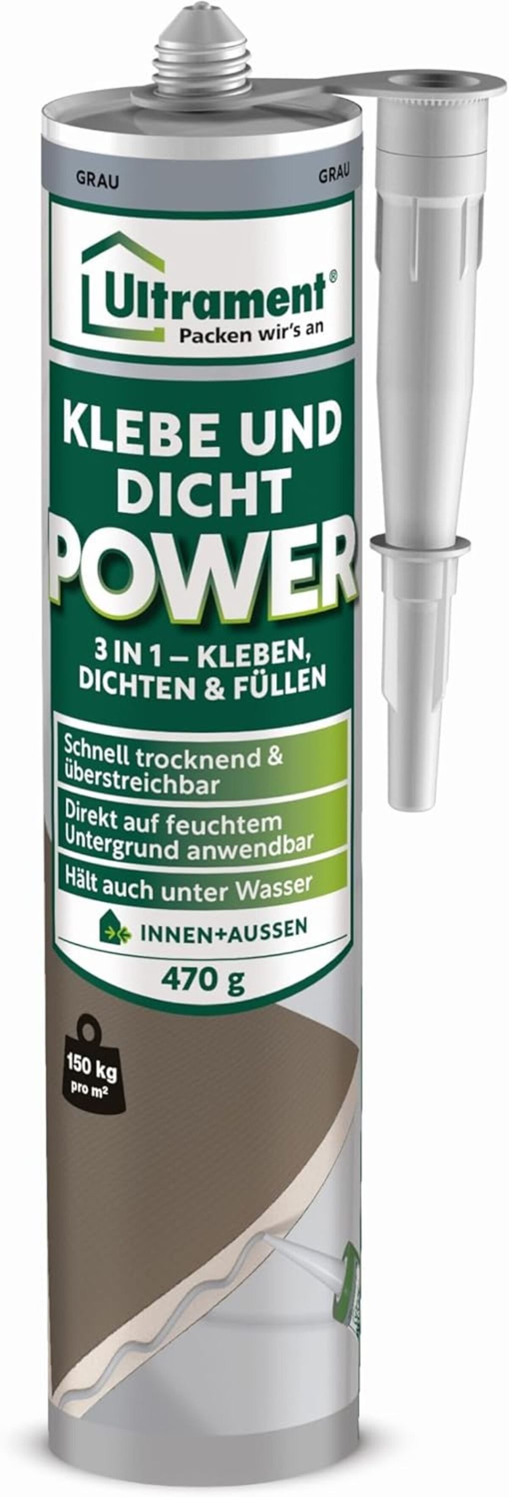 Ultrament Bodenversiegelung Ultrament Klebe‑ und Dichtpower 470 g Grau 3‑in‑1 Kleben, Dichten &, Klebe‑ und Dichtpower 470 g Grau 3‑in‑1 Kleben, Dichten & Füllen