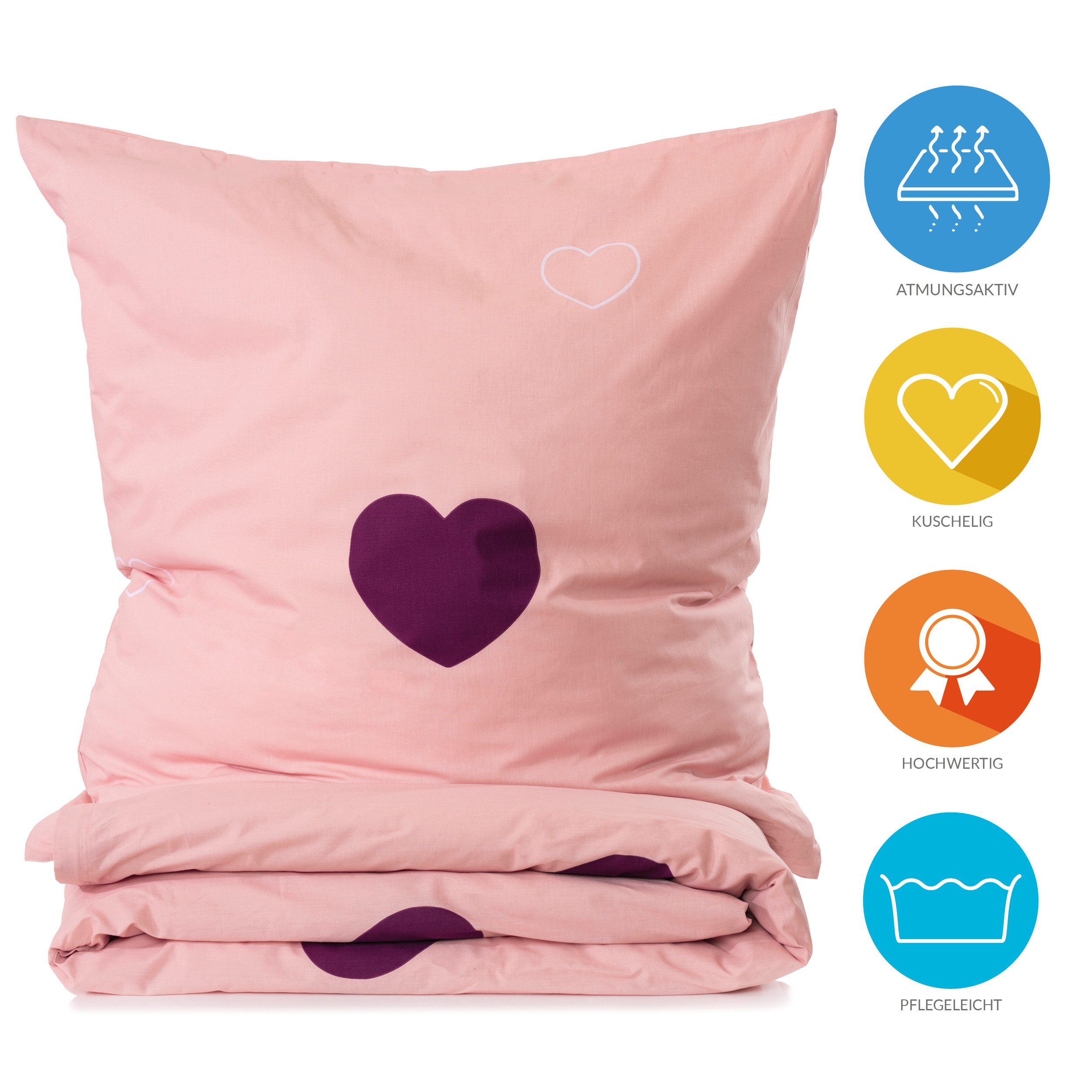 Lavea Kinderbettwäsche Bettwäsche Kinder Herzen Set, mit Reißverschluss, mi günstig online kaufen