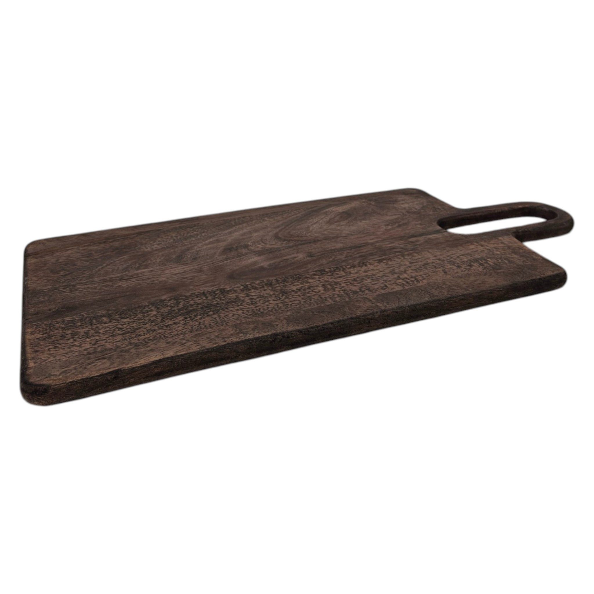 Meinposten Servierbrett Holzbrett Schneidebrett braun 55x25 Dekobrett Kerzenbrett Mangoholz, Mangoholz, mit Griff