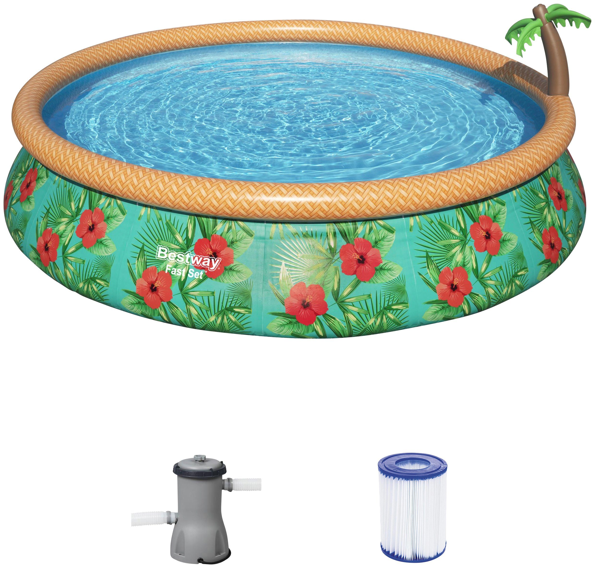 Bestway Rundpool Fast Set™ Paradise Palms (Set), ØxH: 457x84 cm