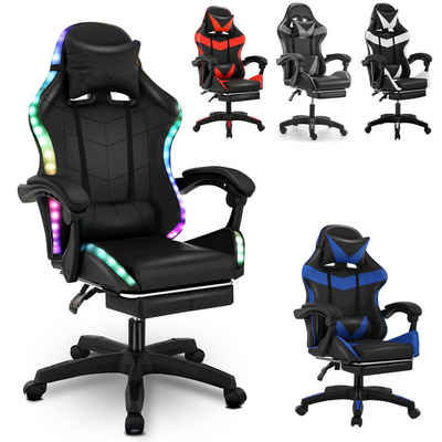 oyajia Gaming Chair Gaming Stuhl Bürostuhl Ergonomisch mit Kopfkisse, Massage Lendenkissen, Verstellbare Rückenlehne mit Fußstütze,Gaming Stuhl 130kg Belastbarket