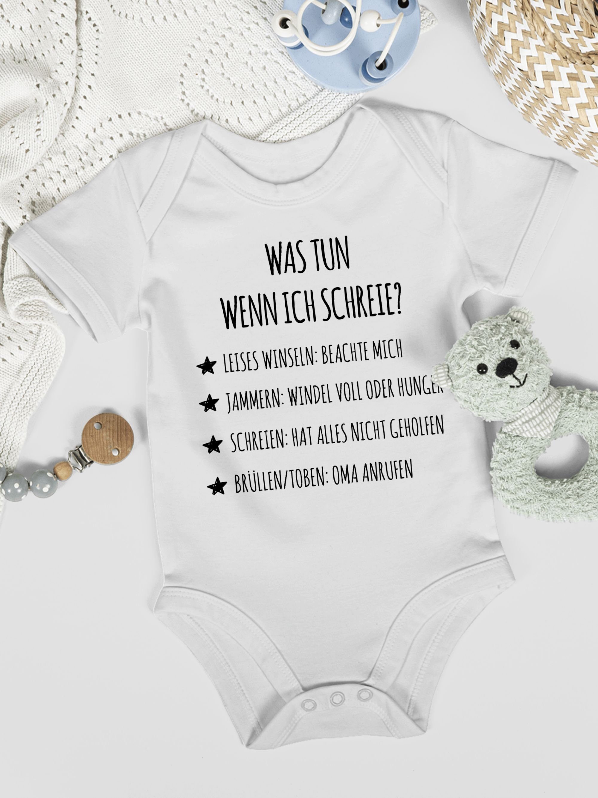 Shirtracer Shirtbody Schreianleitung, was tun wenn ich schreie? Strampler Baby Mädchen & Junge