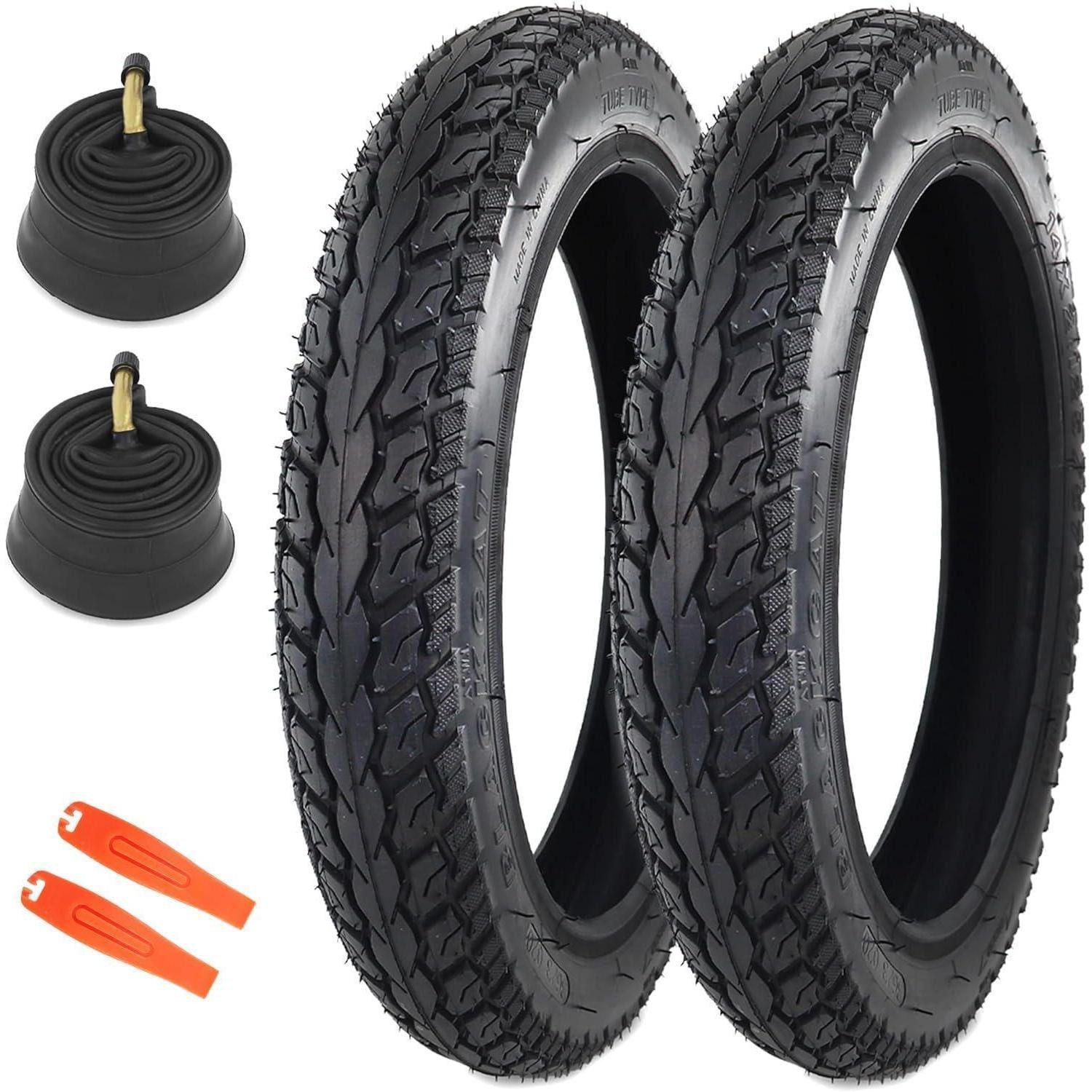 LuxusKollektion Fahrradreifen 2er-Pack 14 Zoll E-Bike Reifen 14x2.125 Mantel Schlauch AV32mm Ventil
