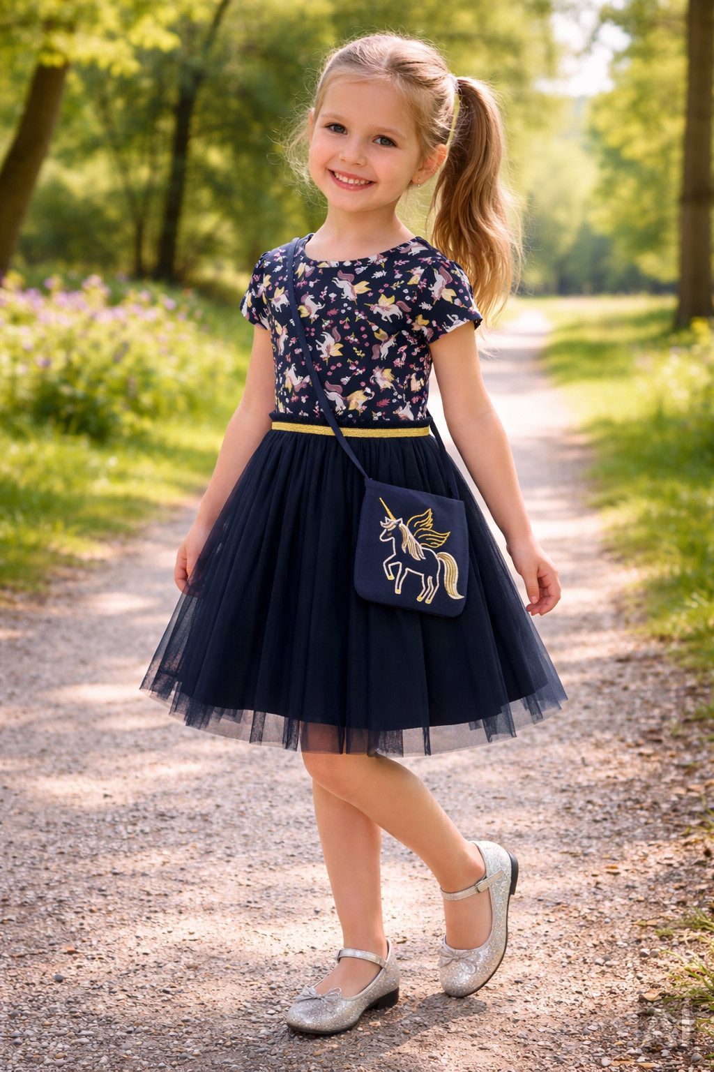 happy girls Sommerkleid (Set, 2-tlg) mit aufgesetztem Tüllrock und abnehmbarer Umhängetasche