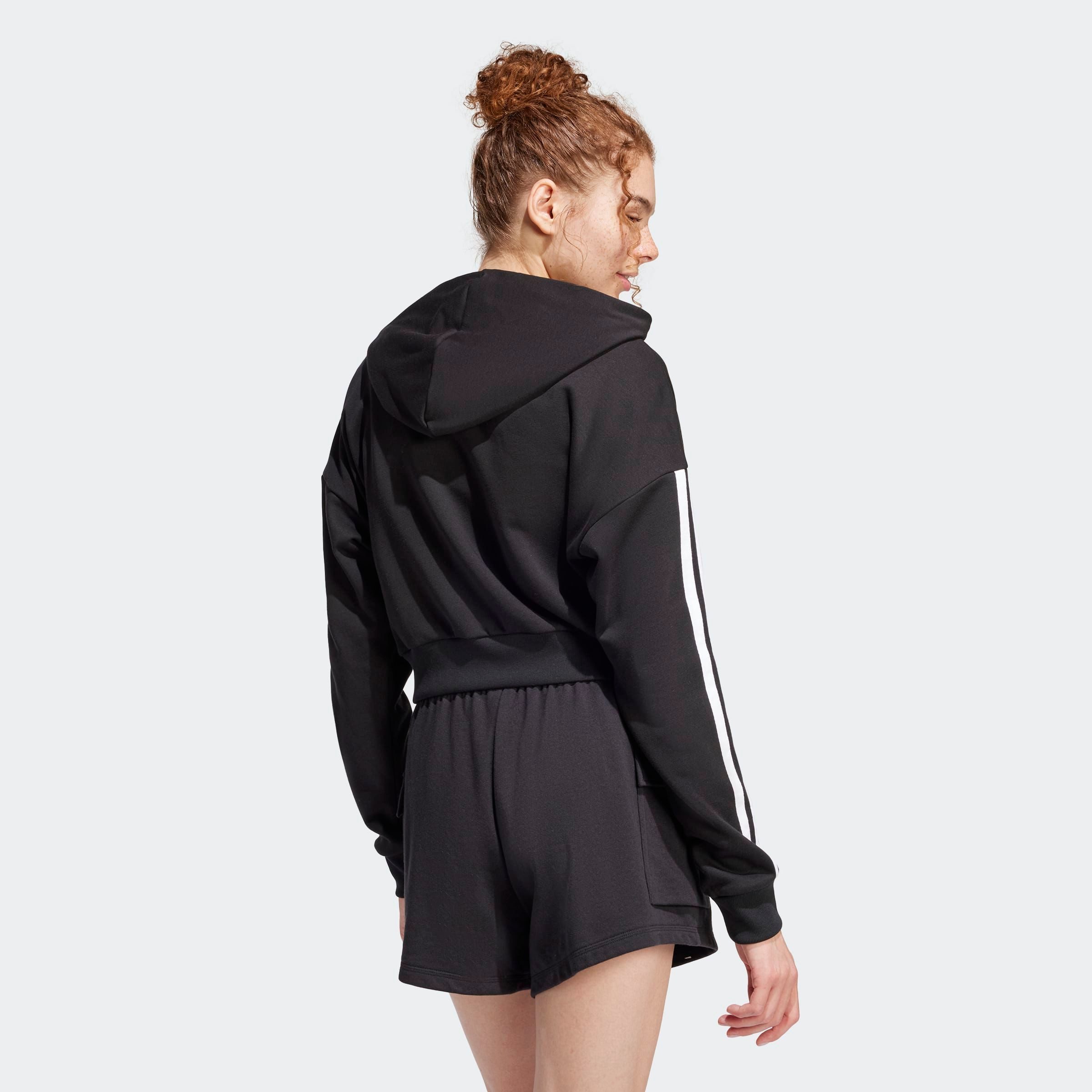 adidas Sportswear Kapuzensweatshirt ESSENTIALS 3-STREIFEN FRENCH TERRY CROP HOODIE