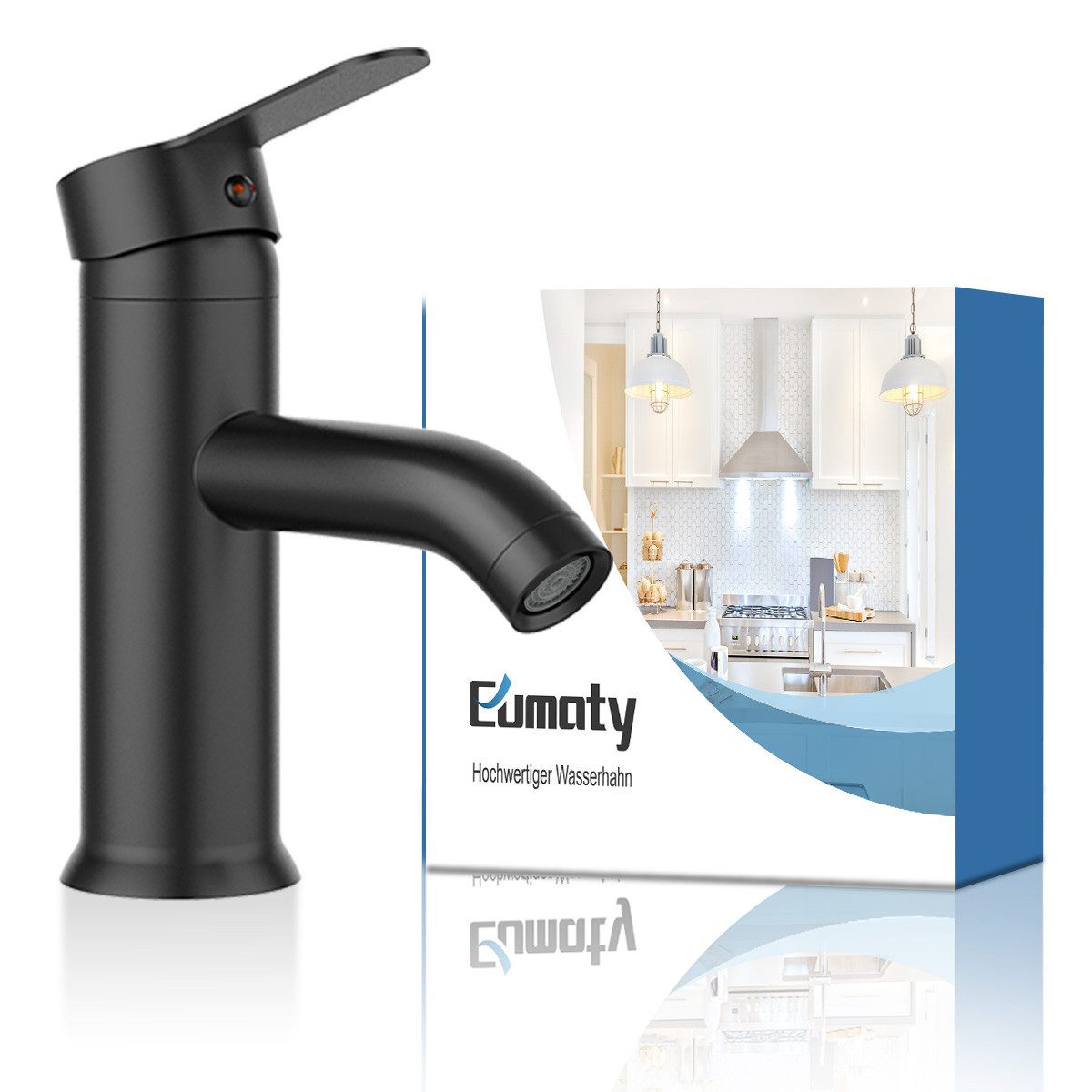 Eumaty Waschtischarmatur Badarmatur Wasserhahn,Einhebelmischer Badarmatur,Armatur Badezimmer (Waschbecken Armaturen, Waschtischarmatur aus Edelstahl 304) waschtischarmatur für Badezimmer&Küche,G1/2 &G3/8