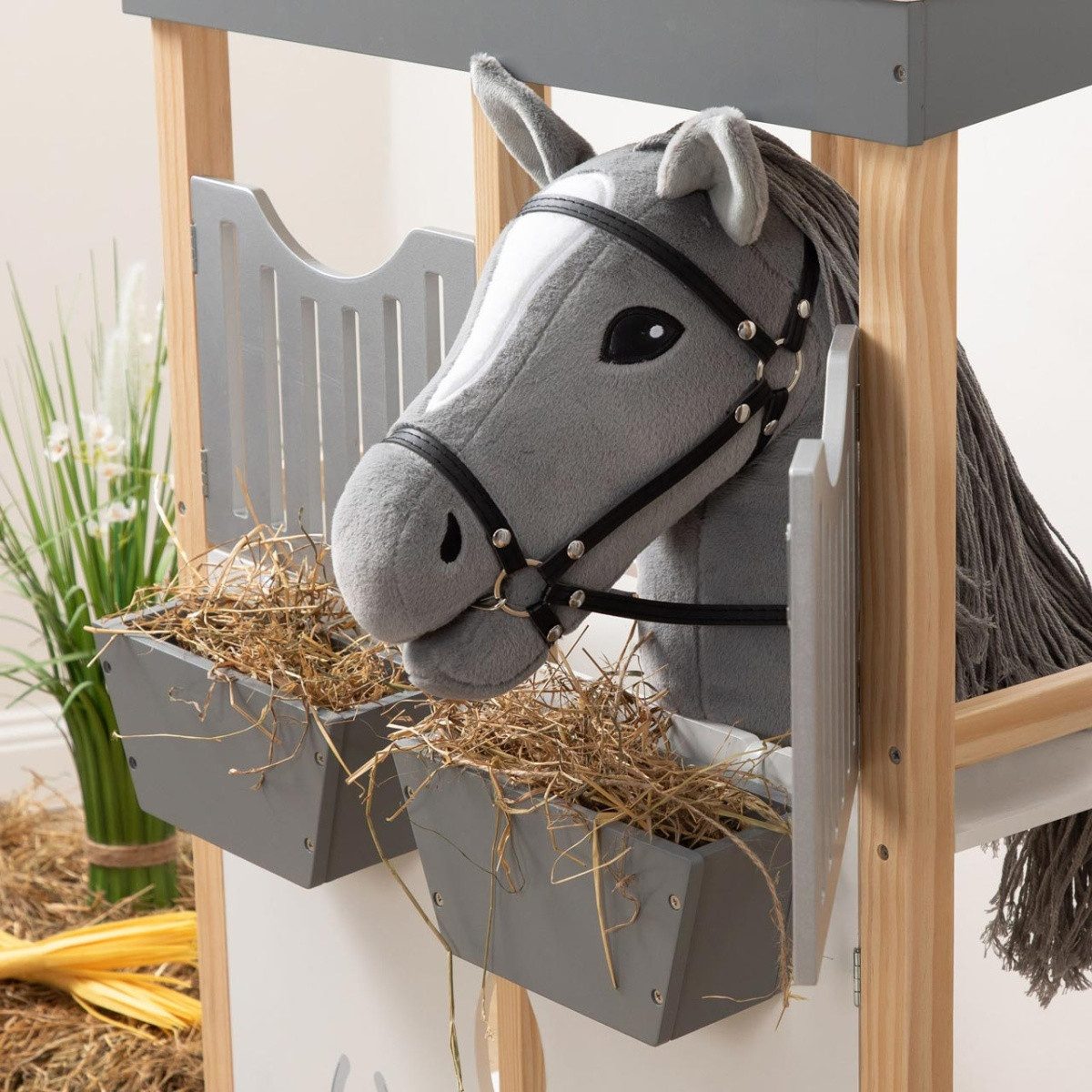 ELLA & PIET® Steckenpferd Großes Hobby Horse STORMY mit Tasche (Grau)