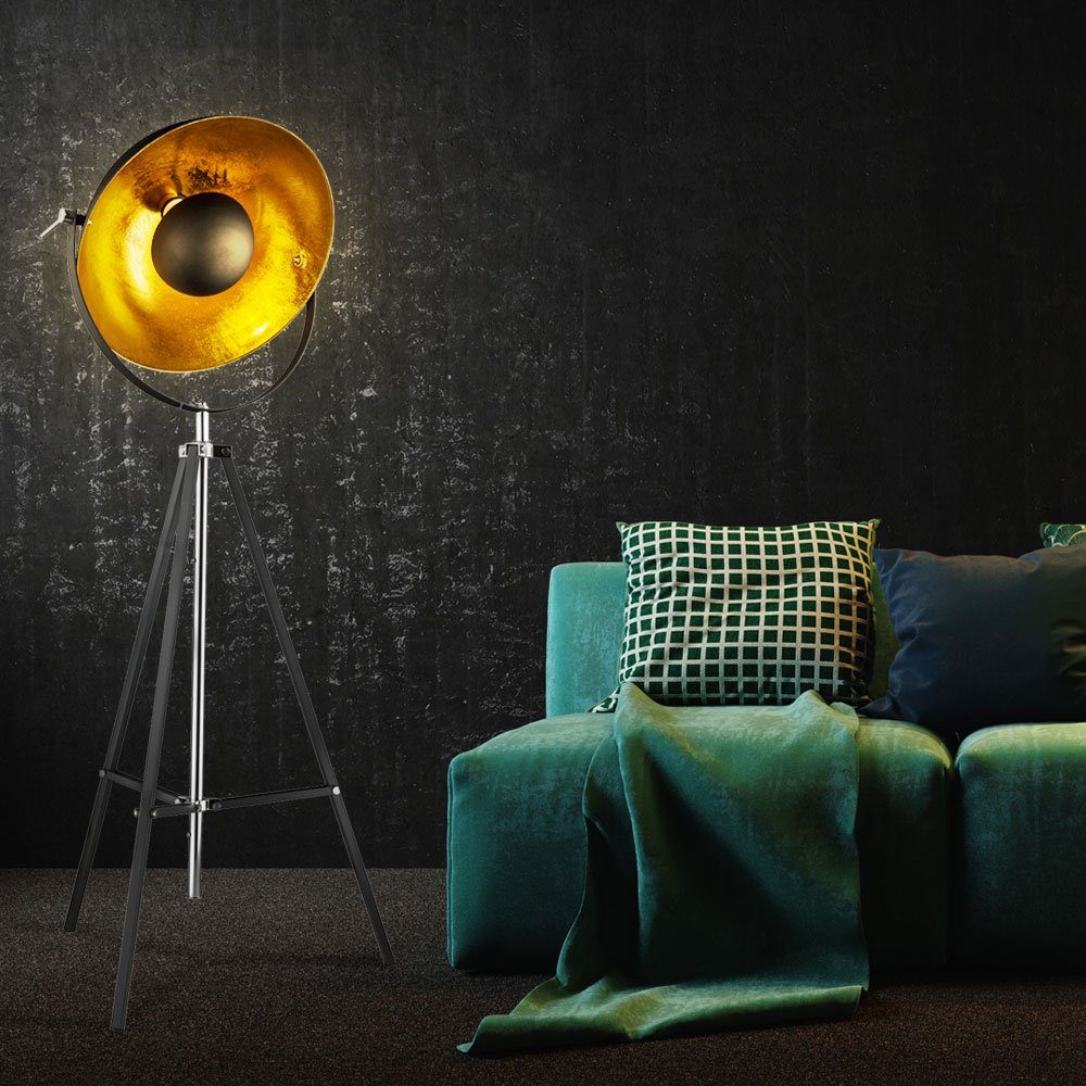 Wohnzimmerleuchte Globo Stehlampe, anpassbar Leuchtmittel Höhe schwarz nicht Stehlampe gold inklusive, Retro Stativ