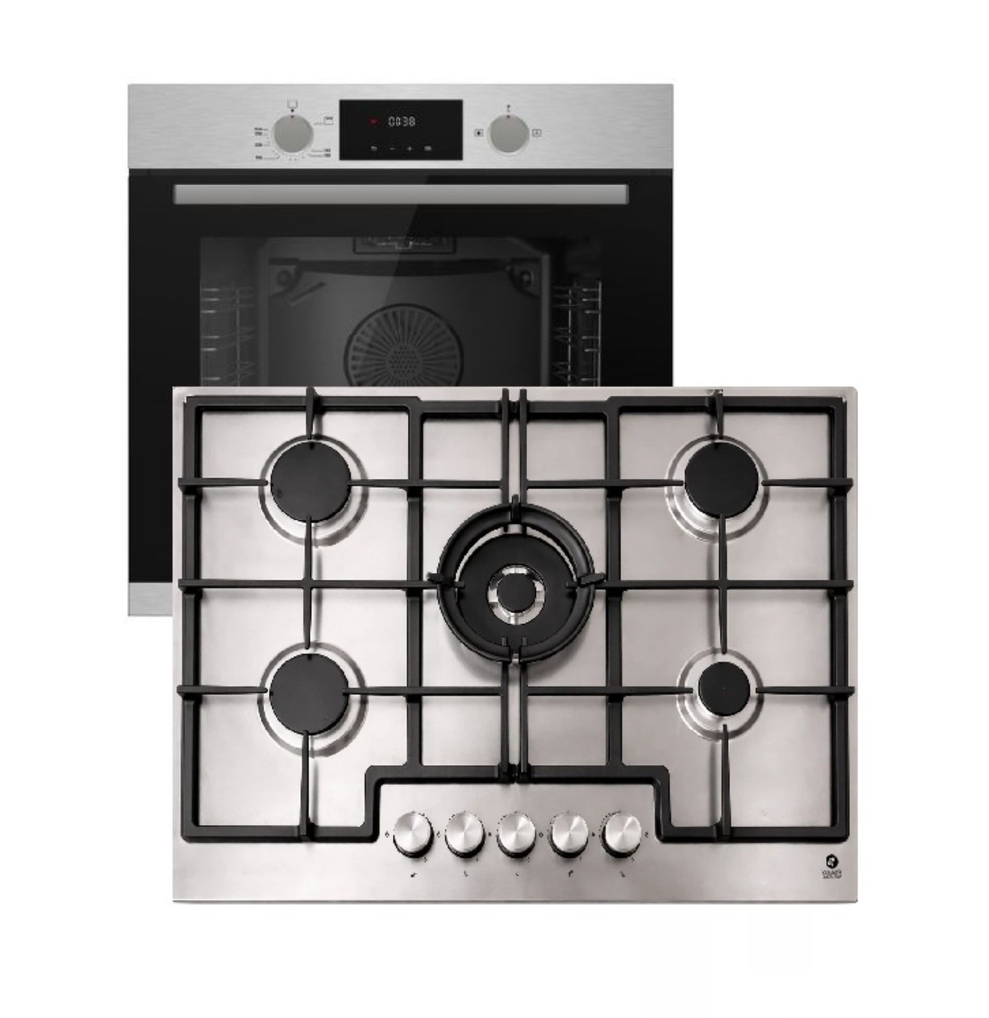 Gasline Gas-Standherd Gasline Gasherdset GB850-FIX+ Gaskochfeld 75cm Edelstahl, 5 Brennern