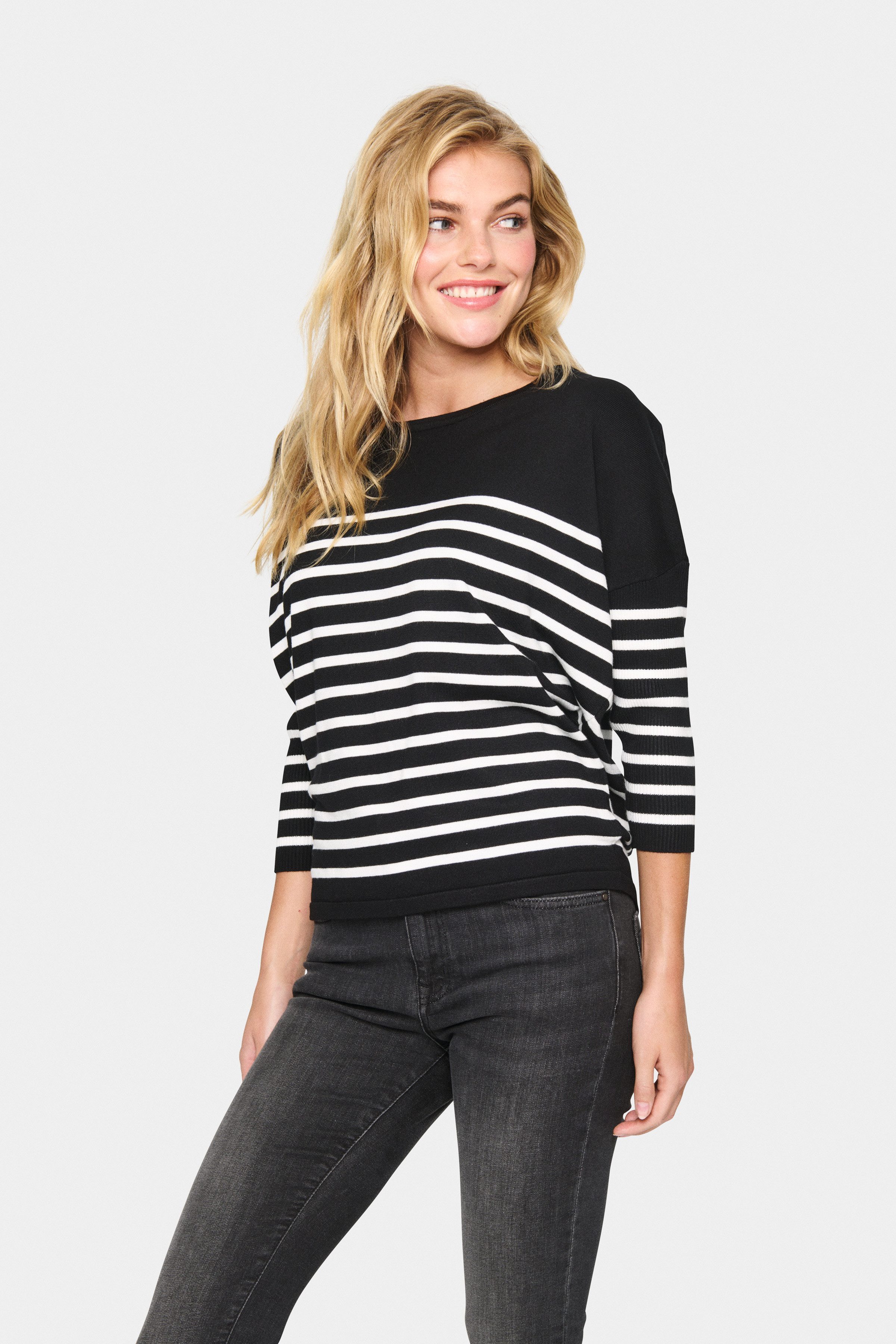 Saint Tropez Strickpullover MilaSZ R-neck Stripe Oversize Fit, Feinstrick, günstig online kaufen