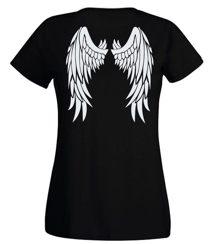 G-graphics T-Shirt Surviving Angel - rosa Schleife & Flügel Slim-fit- Damen T-Shirt mit Motiv als Front- & Backprint