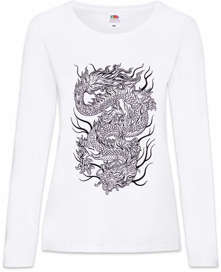 Langarmshirt Chinese Tattoo Dragon III Damen Langarmshirt China Drache Art Asien