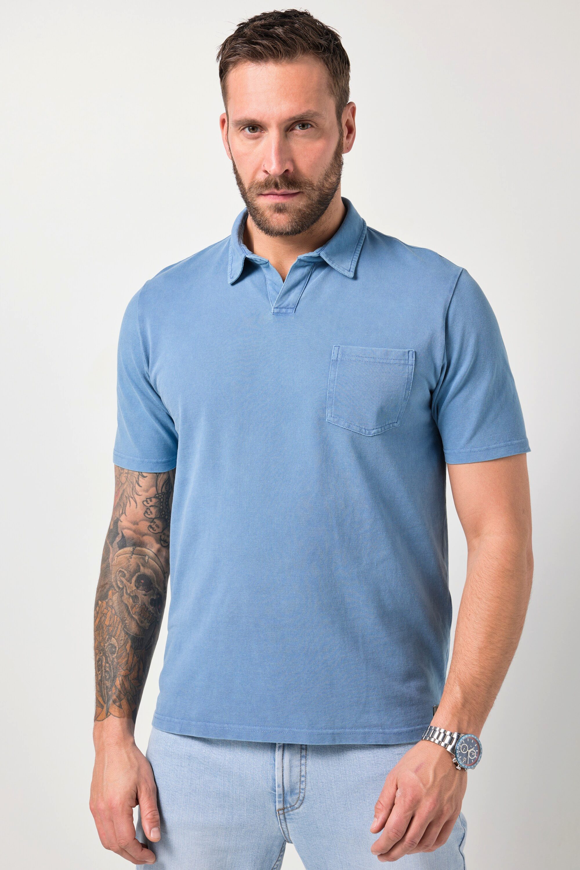 Poloshirt Poloshirt Halbarm Piqué Jeanslook
