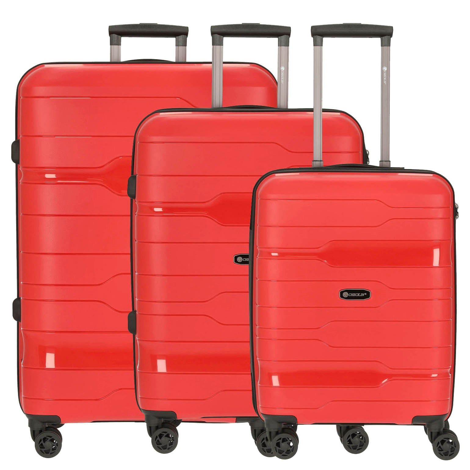 CHECK.IN® Kofferset Memphis Trolley-Set 3tlg. (rot), 4 Rollen Rollen