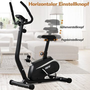 Merax Heimtrainer Fahrradtrainer mit 8 Widerstandstufen und verstellbarer Sitz, Fitnessbike mit Pulssensor und LCD Display