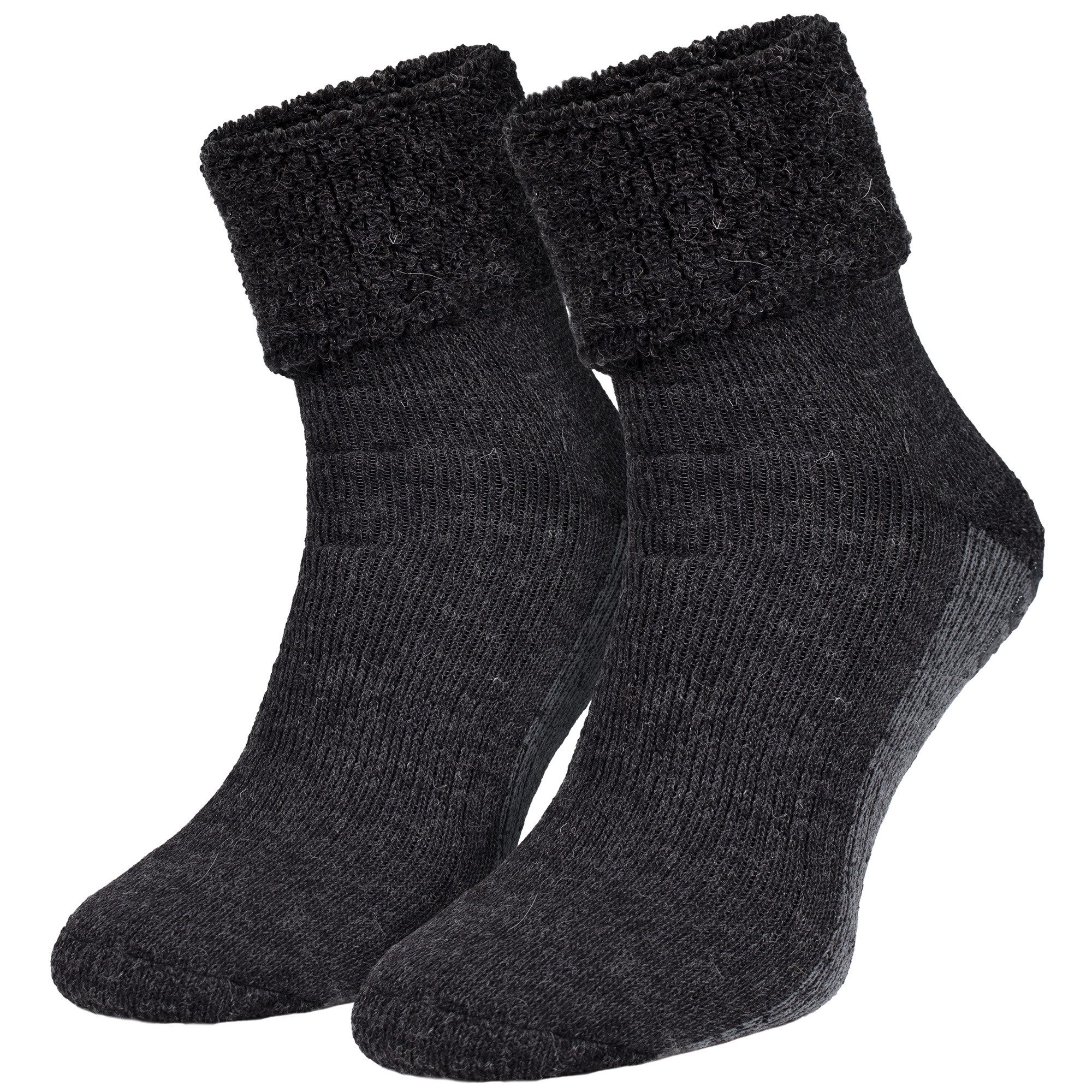 Black Snake ABS-Socken Kuschelige Alpaka Haussocken mit rutschfester Sohle für Damen & Herren (Socken-Set, 2-Paar) Elastischer Komfortbund …