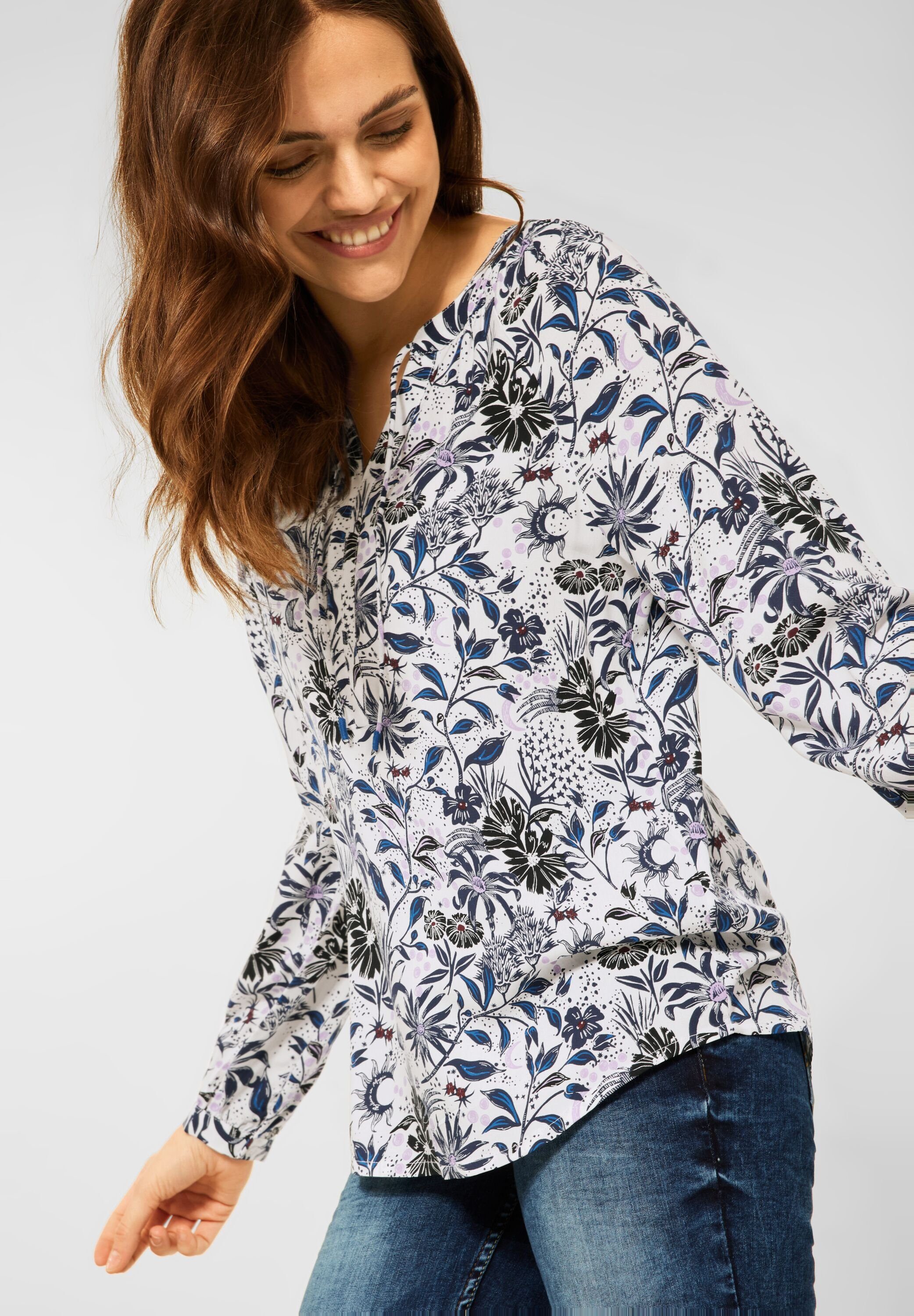 Klassische Bluse CECIL - Print Bluse mit Raglanärmel in Vanilla Whi