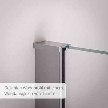 Bernstein Walk-in-Dusche EX101, 10mm ESG-Sicherheitsglas Nano-Beschichtung - Echtglas / Profilfarbe: Chrom, Klarglas / Breite wählbar / Duschabtrennung / Duschwand / 200cm Höhe