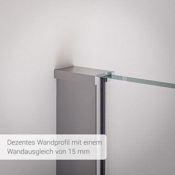 Bernstein Walk-in-Dusche EX101, Aluminium (Chrom), 8mm Nano Echtglas / Klarglas / Breite wählbar / Duschabtrennung