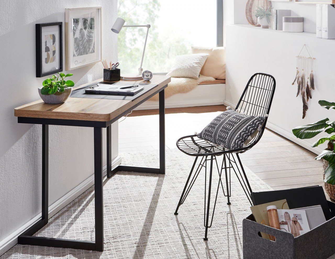 furnicato Schreibtisch »140x55 cm Holz Metall Bürotisch Schwarz Home-Office  Tisch« online kaufen | OTTO