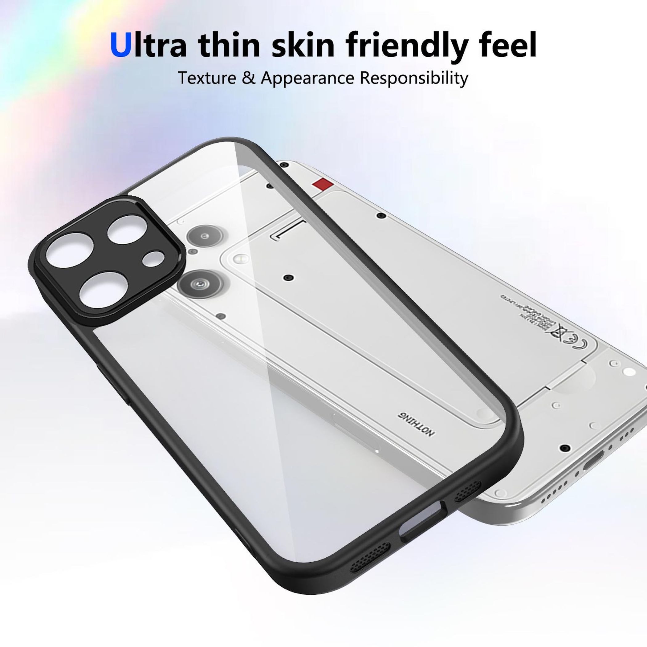 Wigento Handyhülle für Nothing Phone 3a Lite Matte Kunststoff Soft Touch Schwarz, Matte Oberfläche, Soft Touch Gefühl – Bild 3 von 5