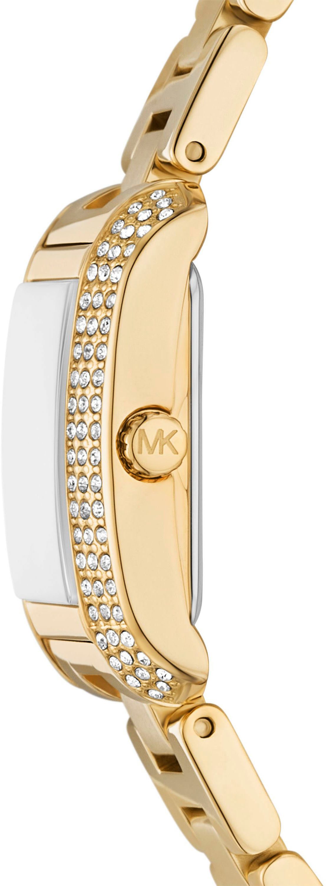 MICHAEL KORS Quarzuhr PETITE EMERY MK4867, Armbanduhr, Damenuhr, Edelstahlarmband, analog, Glassteine