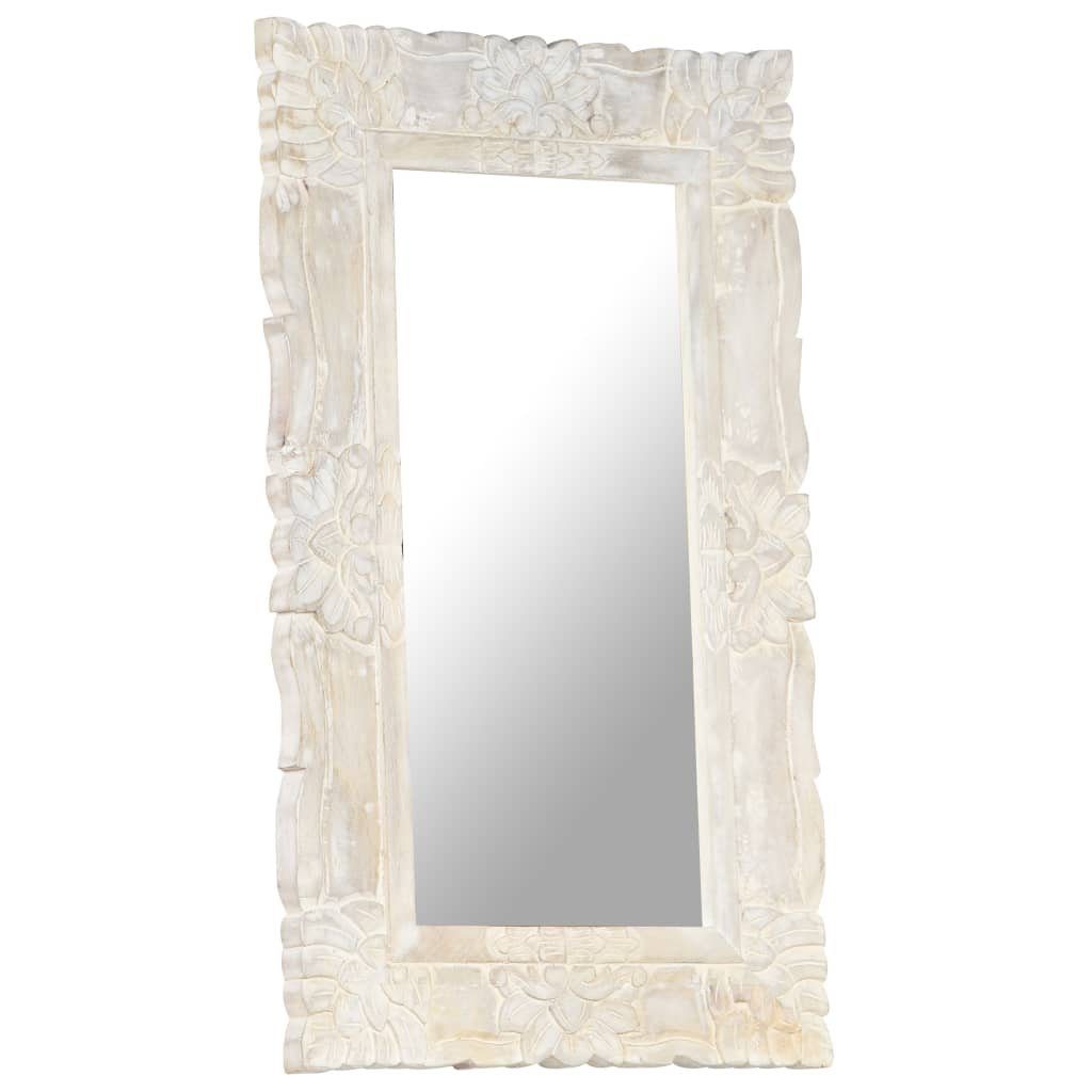 vidaXL Spiegel Spiegel Weiß 80x50 cm Massivholz (1-St)