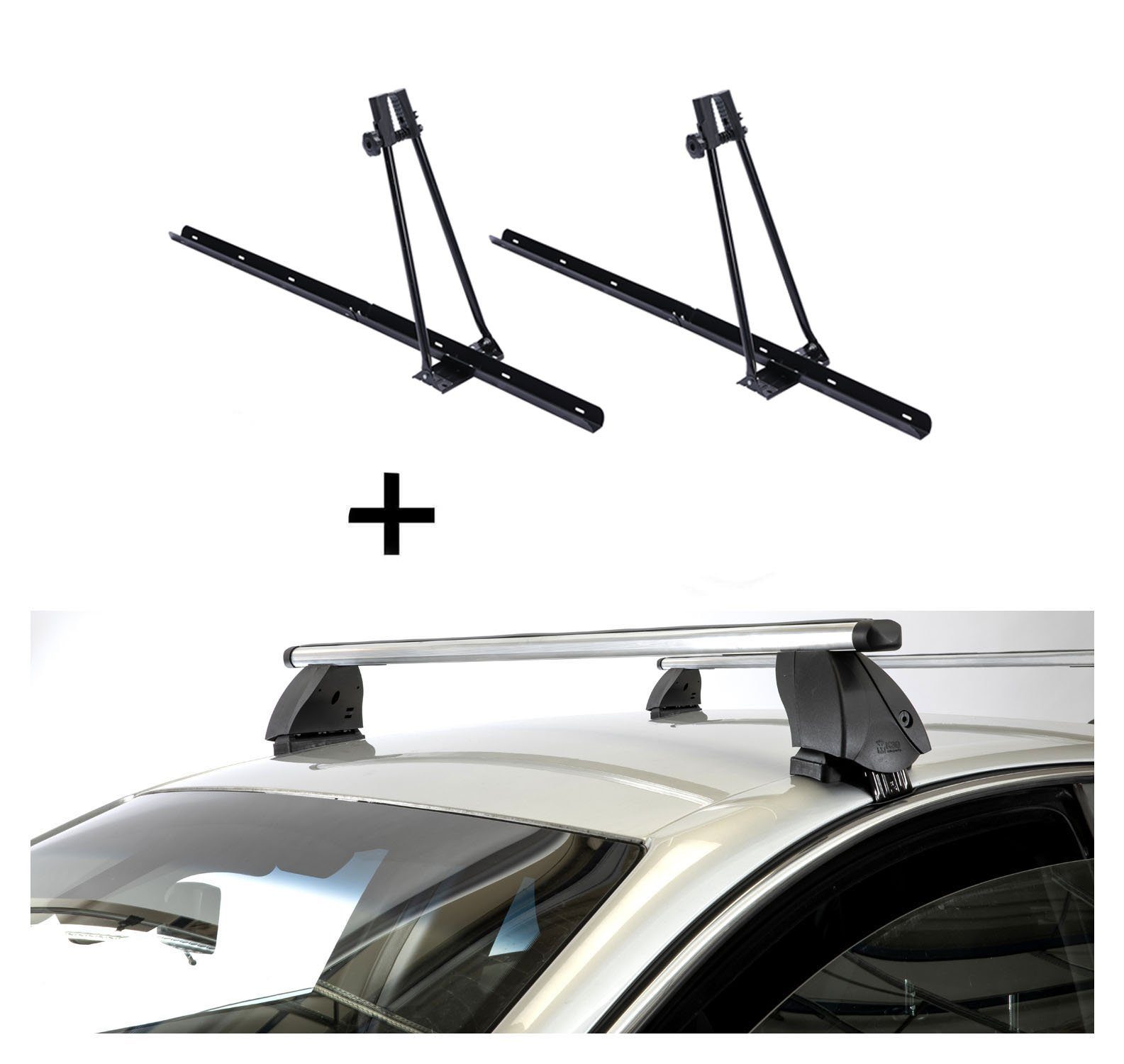 VDP Dachträger (Für Ihren Citroen C4 Cactus (5Türer) ab 18, Fahrradträger und Dachträger im Set), 2x Fahrradträger ORION + Dachträger K1 PRO Aluminium kompatibel mit Citroen C4 Cactus (5Türer) ab 18