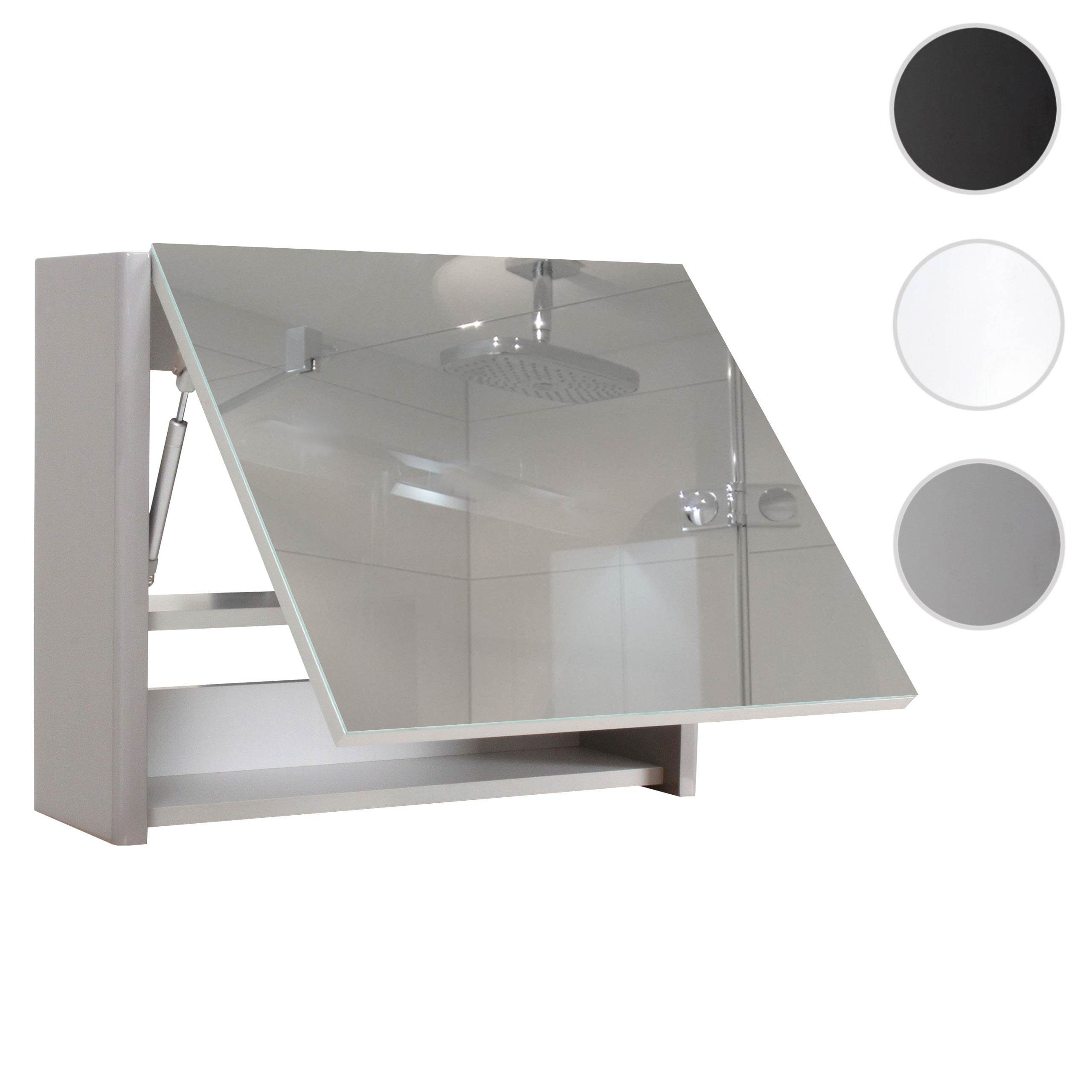 Inkl. Einlegeboden grau Hochglanz-Optik, MCW-B19-C Ablagefläche, grau Badezimmerspiegelschrank | mit MCW