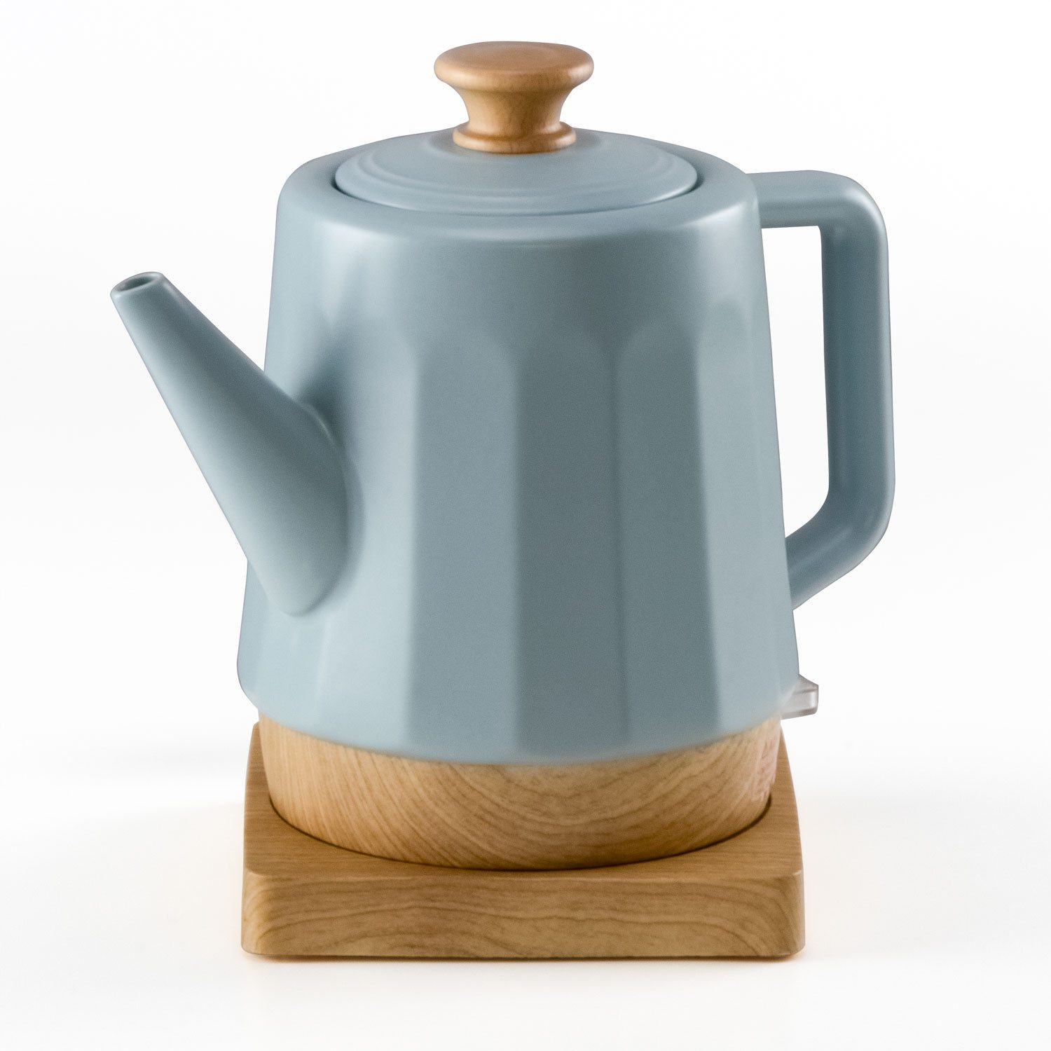 KVOTA Wasserkocher elektrisch, aus Keramik, 1,5 Liter, Grau-Blau "Harmonie" Teakettle., 1.5 l, 1500 W