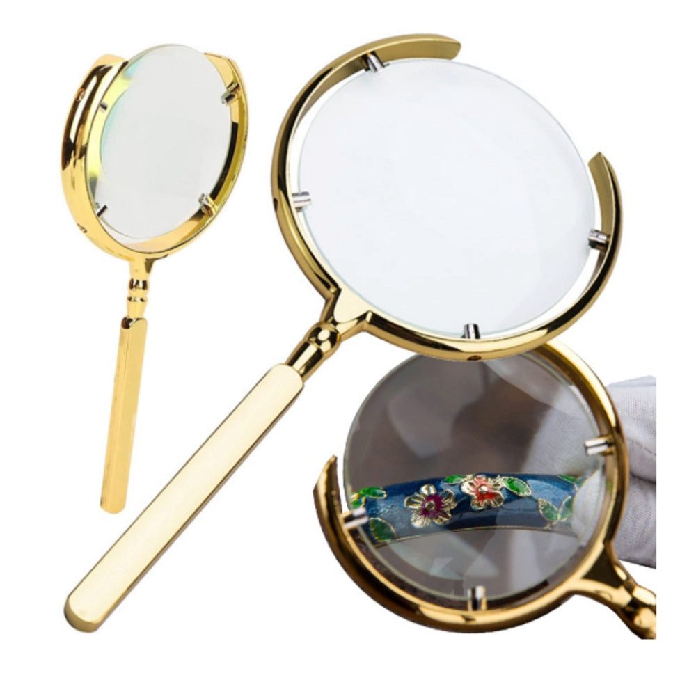 VERK GROUP Handlupe Handlupe 6-fach Vergrößerung Goldfarben – Leselupe 22 cm für Senioren