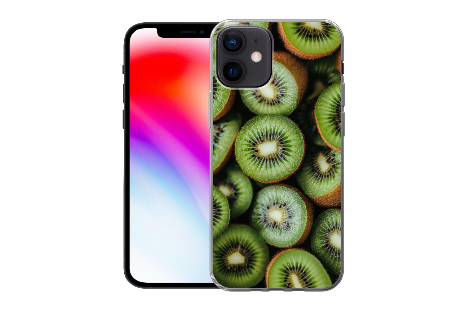 MuchoWow Handyhülle für Apple iPhone 12 Kiwi - Obst - Grün, Smartphone-Bumper, Print, Handy Schutzhülle Dünn