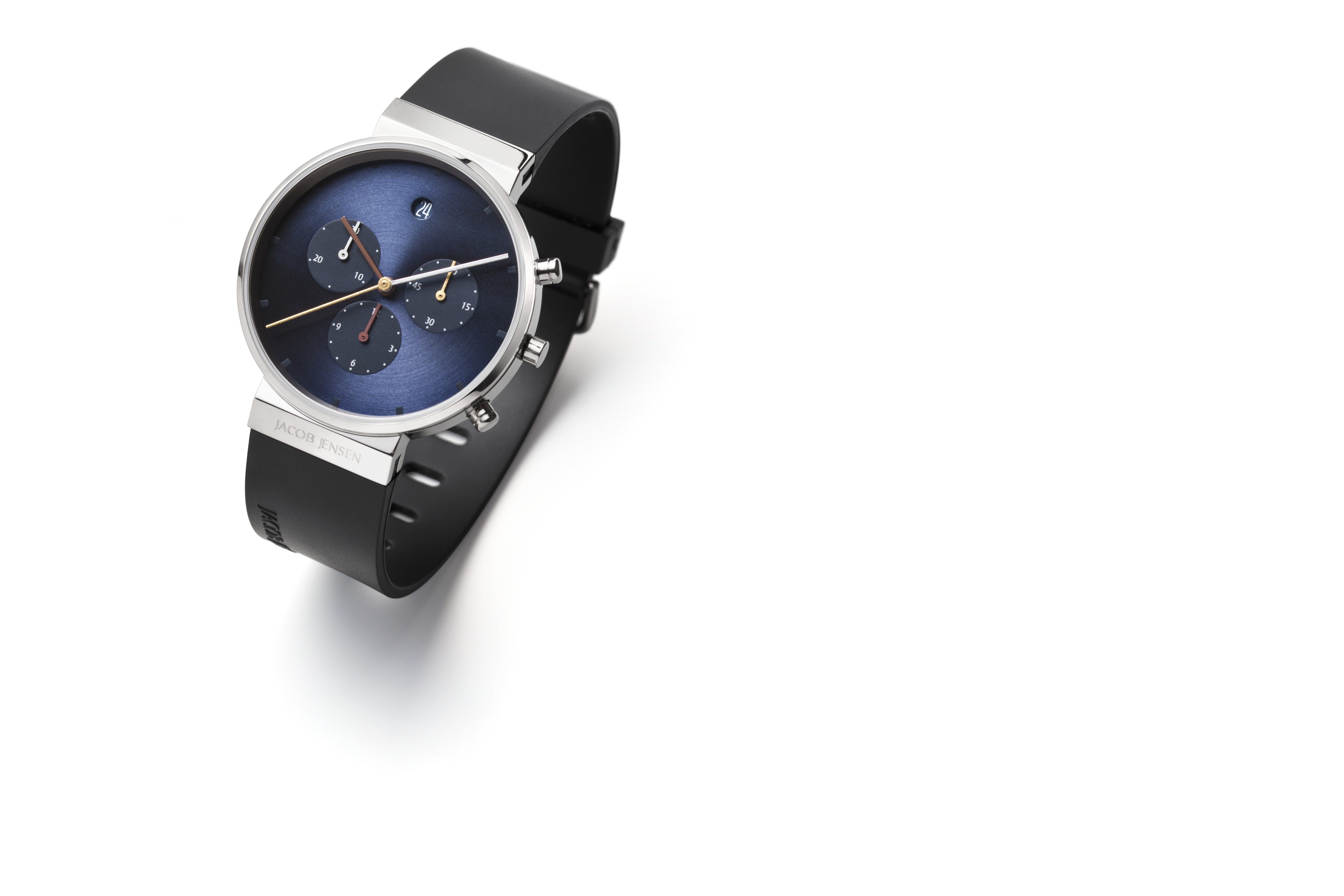 Jacob Jensen Chronograph Chrono 605K, Quarzuhr, Armbanduhr, Herrenuhr, analog, Tag