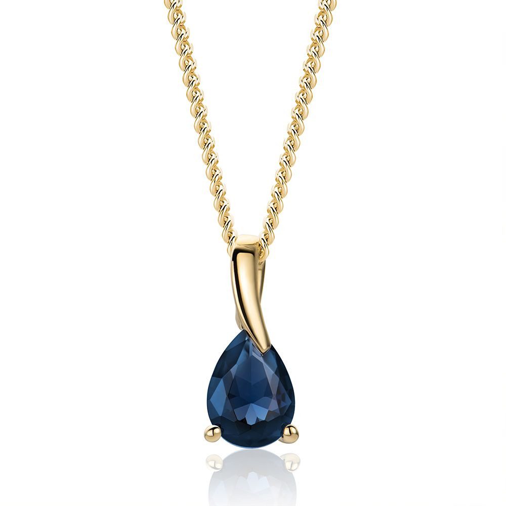 Miore Kette mit Anhänger Damen mit Amethyst, Saphir, Blautopas oder Rubin - Tropfenform 9K Gold, Kette vergoldet 18K 925 Sterling Silber