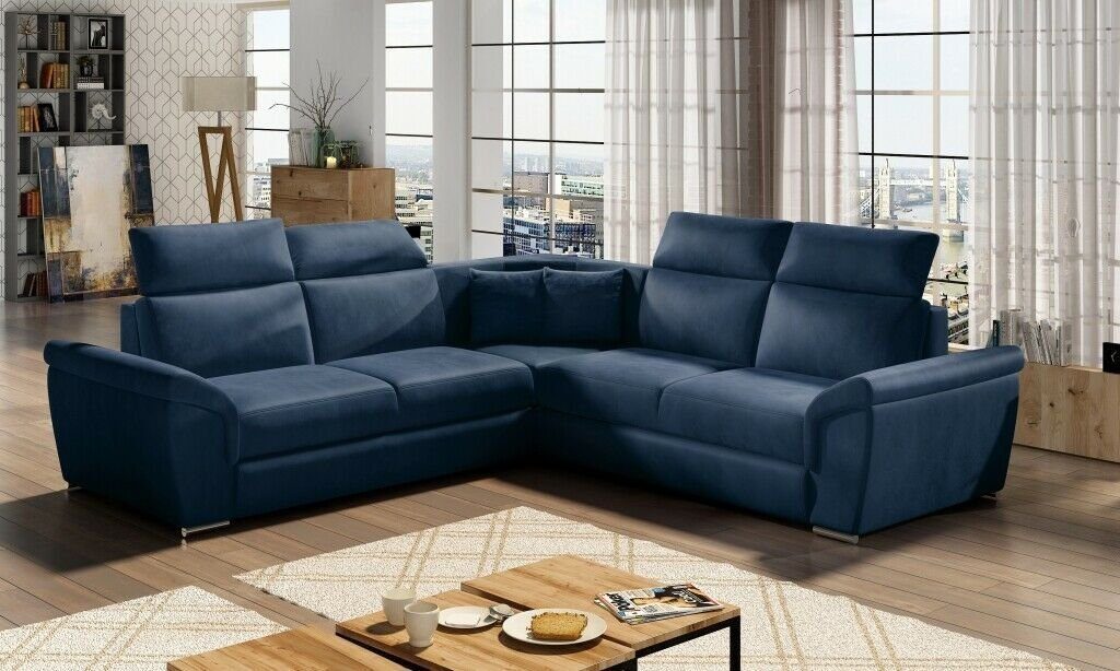 Blau JVmoebel Designer Polster, Sofa Couch Made Ecksofa Ecksofa Europe in L-Form Wohnlandschaft