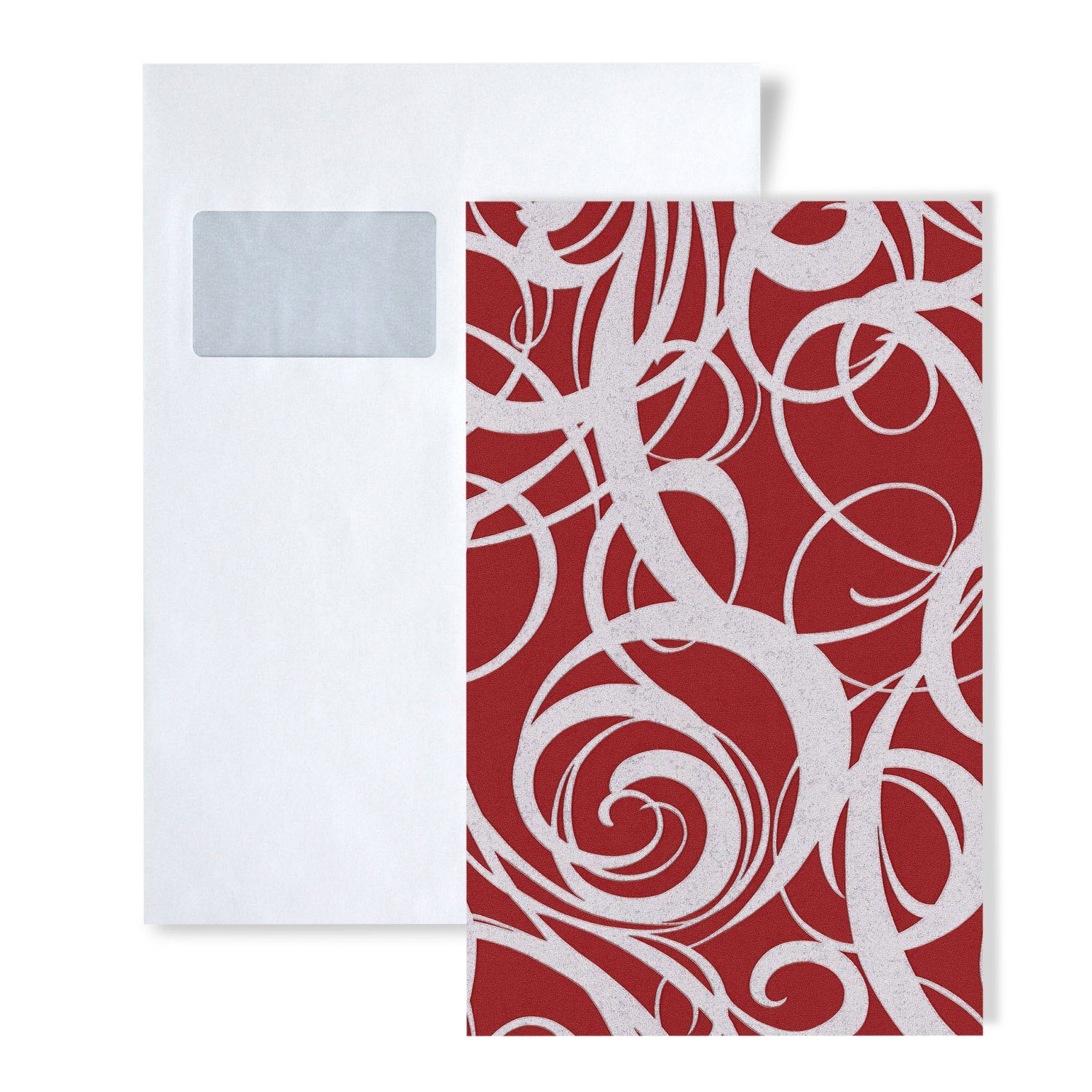 Edem Prägetapete 1 MUSTERSTÜCK S-81136BR25 DIN A4 MUSTER der grafischen Vliestapete, grafisch, Metall-Effekte, abstrakt, Strukturmuster, (1 Musterblatt, ca. A5-A4), rot, purpur-rot, silber